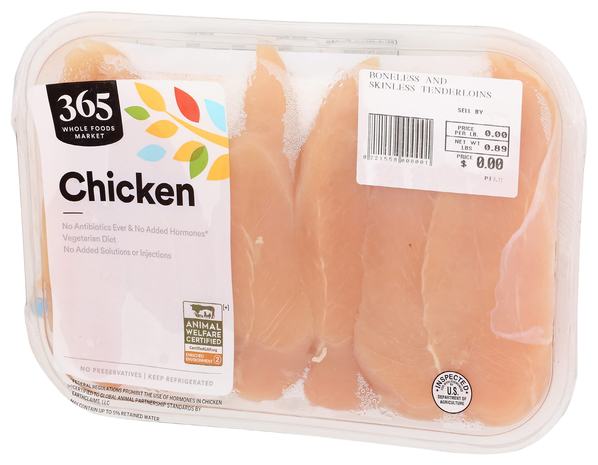 Boneless Skinless Chicken Breast Tenderloin 16 Oz 365 By Whole Foods Market