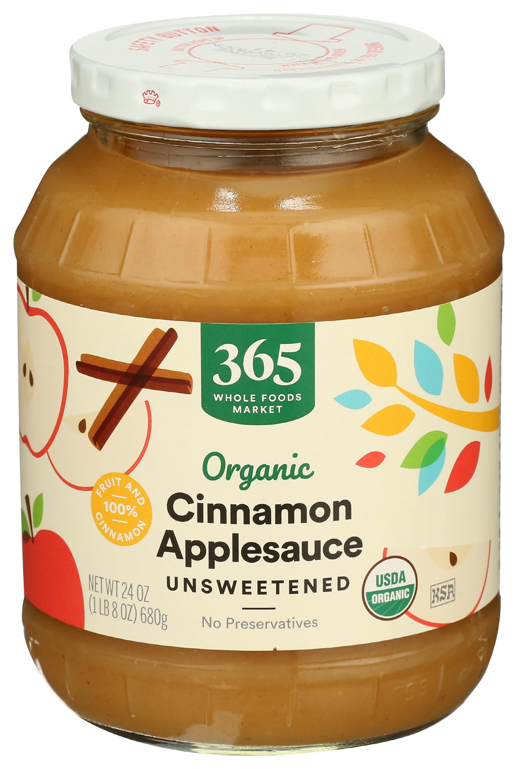 Organic Cinnamon Applesauce Unsweetened 24 Oz 365 By Whole Foods Market