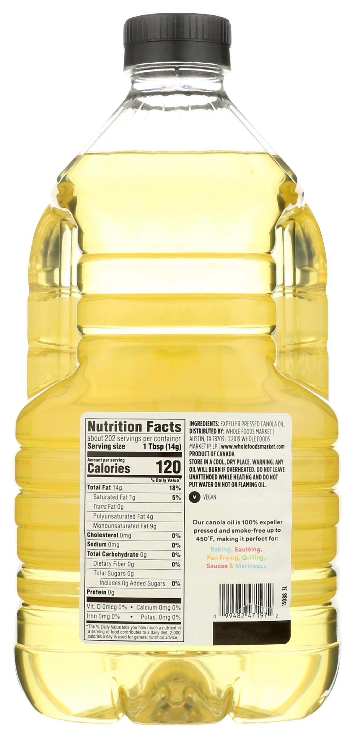 Canola Cooking Oil 101.4 Fl Oz 365 By Whole Foods Market