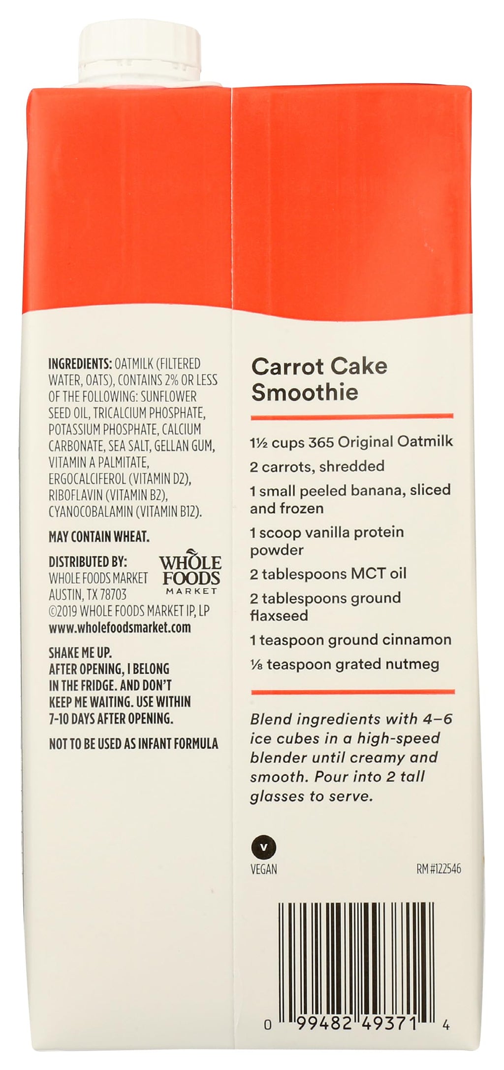 Original Oatmilk 32 Fl Oz 365 By Whole Foods Market