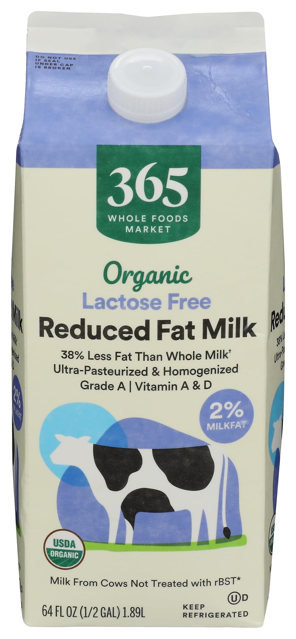Organic Lactose Free Reduced Fat Milk 64 Fl Oz 365 By Whole Foods Market