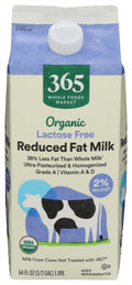 Organic Lactose Free Reduced Fat Milk 64 Fl Oz 365 By Whole Foods Market