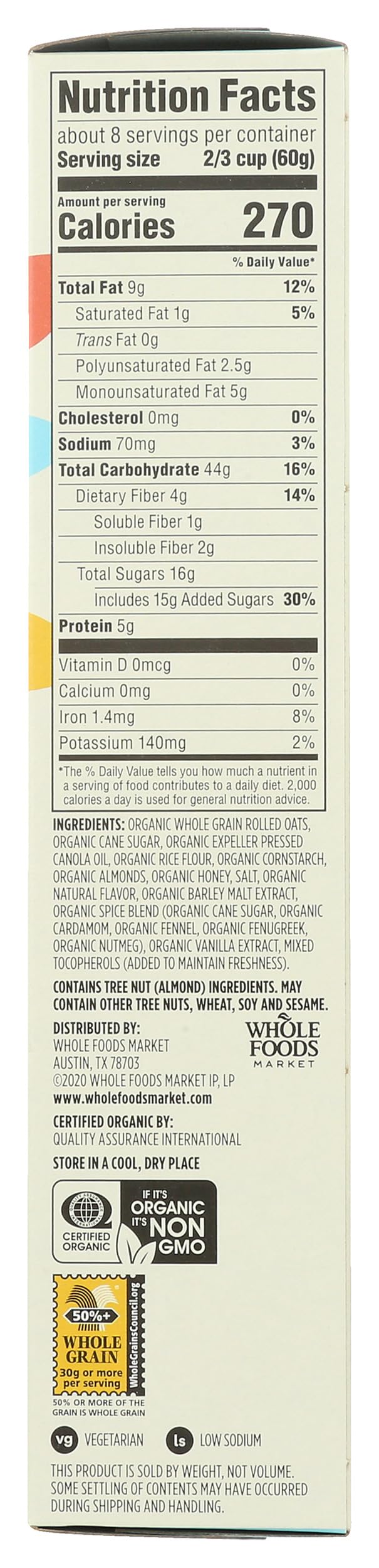 Organic French Vanilla Almond Granola 17 Oz 1 Count 365 By Whole Foods Market