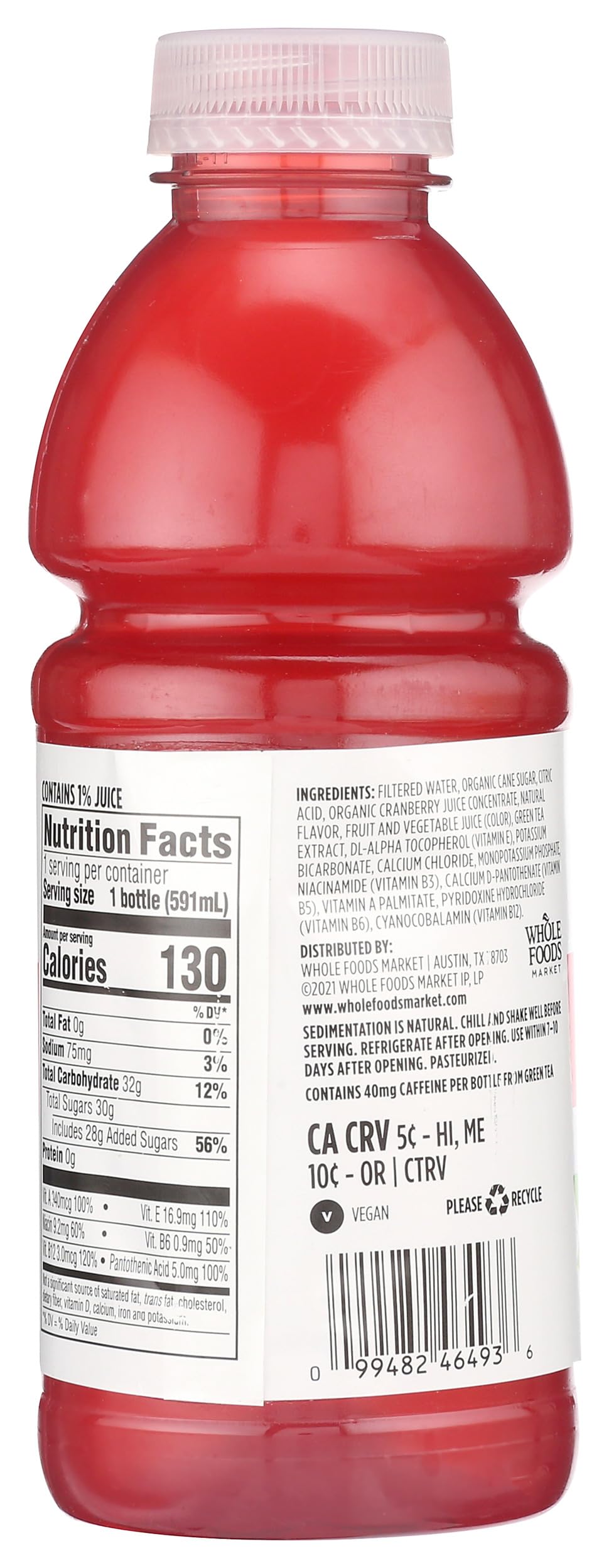 Nutrient Enhanced Water Cranberry With Antioxidants 20 Fl Oz 365 By Whole Foods Market