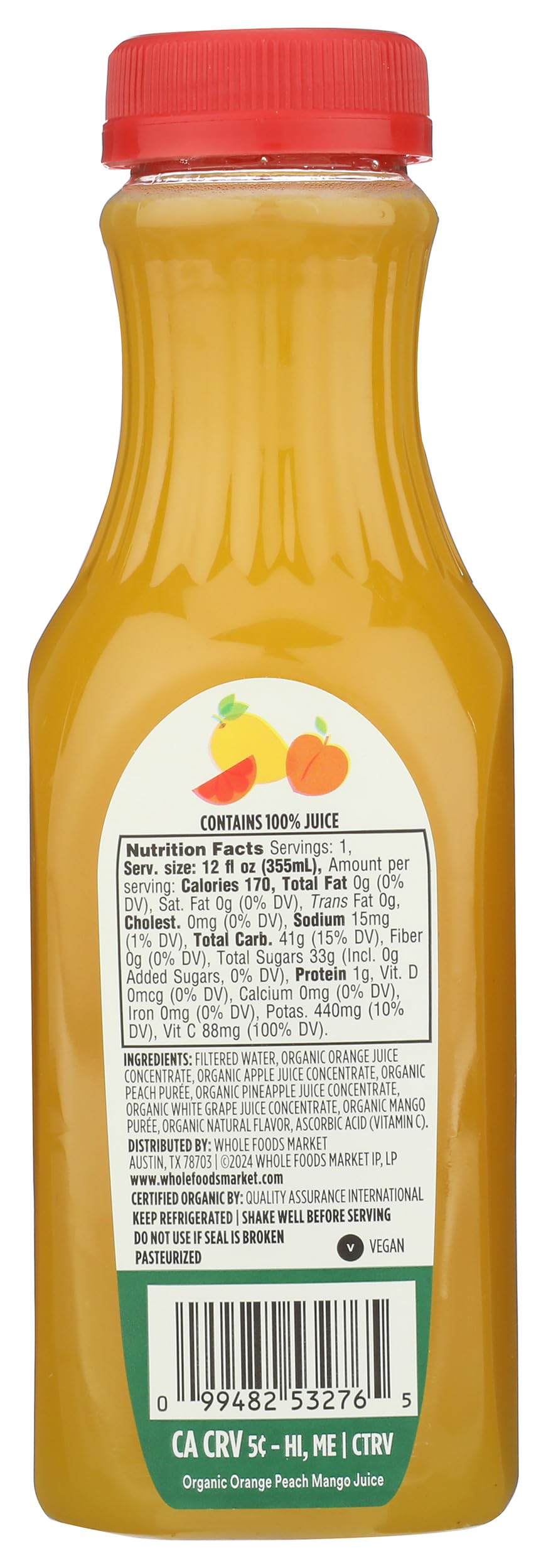 Organic Orange Peach Mango Juice 12 Fl Oz 365 By Whole Foods Market
