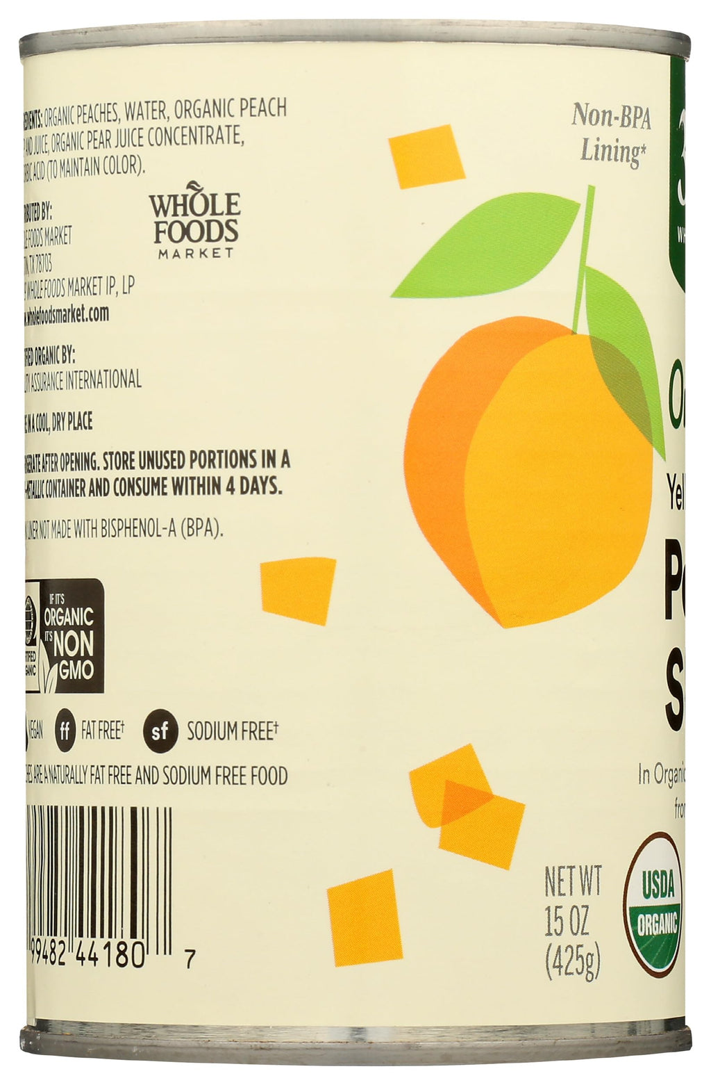 Organic Yellow Cling Peach Slices 15 Oz 365 By Whole Foods Market