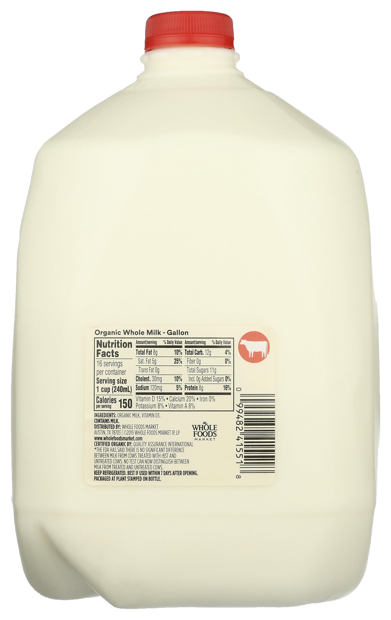 Organic Whole Milk 128 Oz 1 Count 365 By Whole Foods Market
