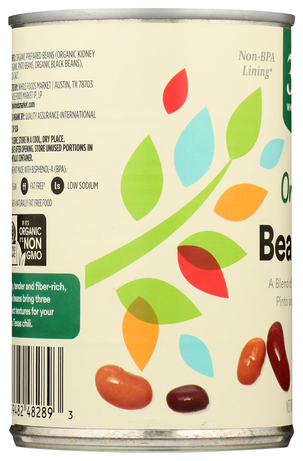 Organic Bean Trio Kidney Pinto & Black Beans 15 Oz 365 By Whole Foods Market