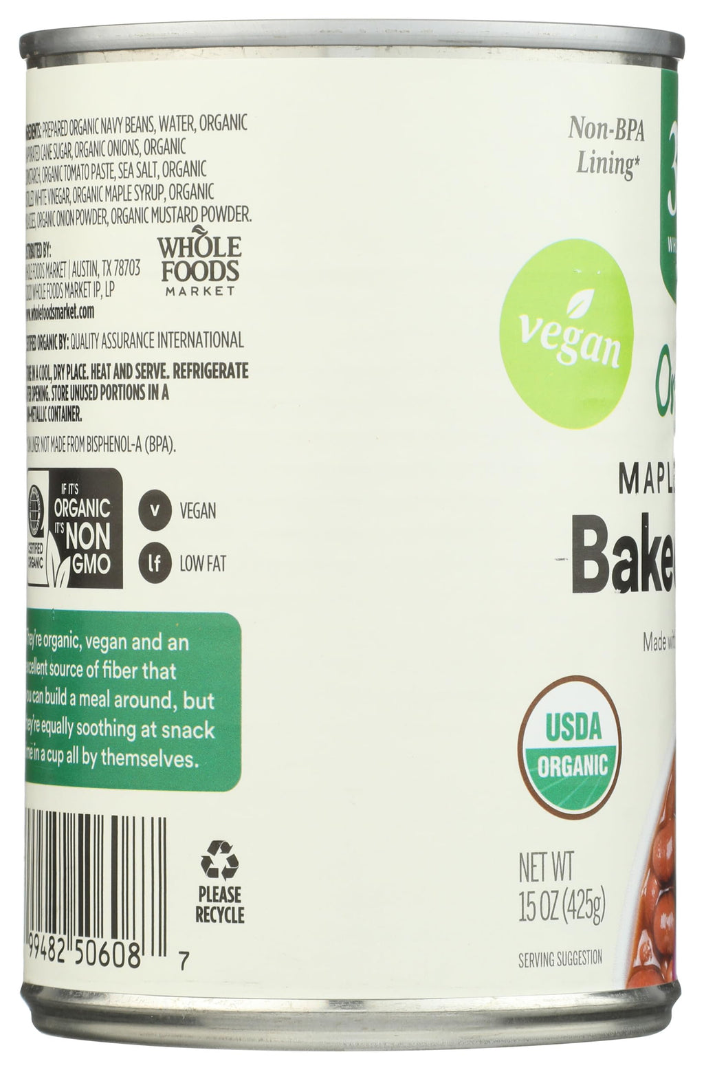 Organic Baked Beans Maple With Onion 15 Oz 365 By Whole Foods Market