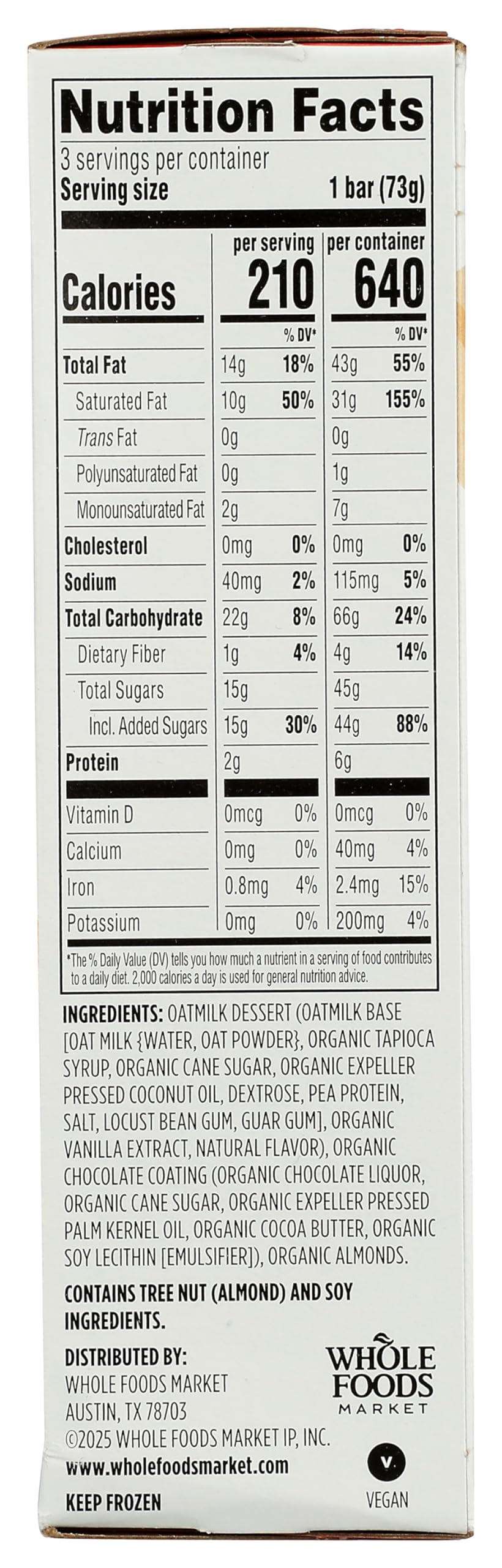 Chocolate Almond Oat Milk Dipped Dessert Bars 9 FZ 365 By Whole Foods Market