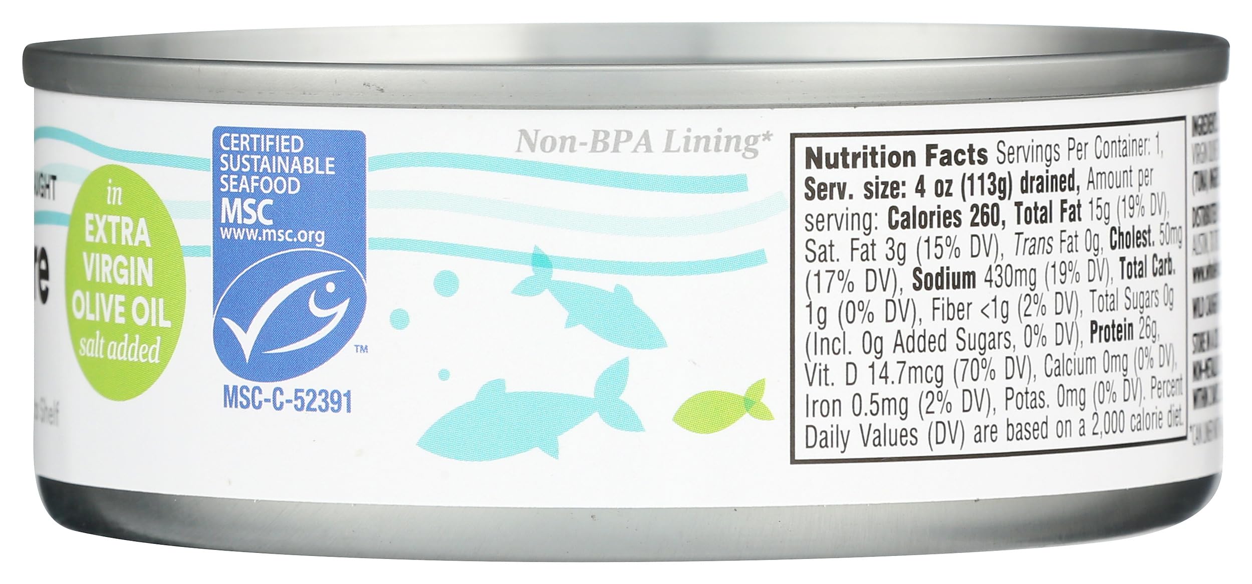 No Salt Albacore Tuna in Extra Virgin Olive Oil 5 Oz 365 By Whole Foods Market