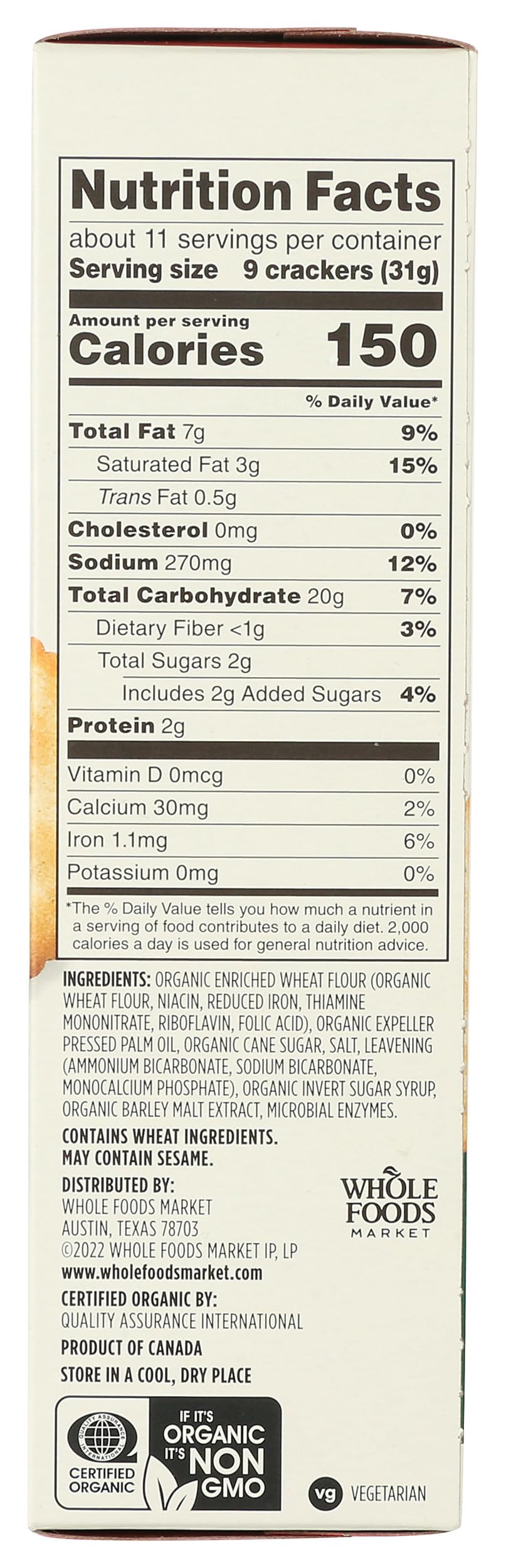 Organic Golden Round Crackers 12 Oz 1 Count 365 By Whole Foods Market
