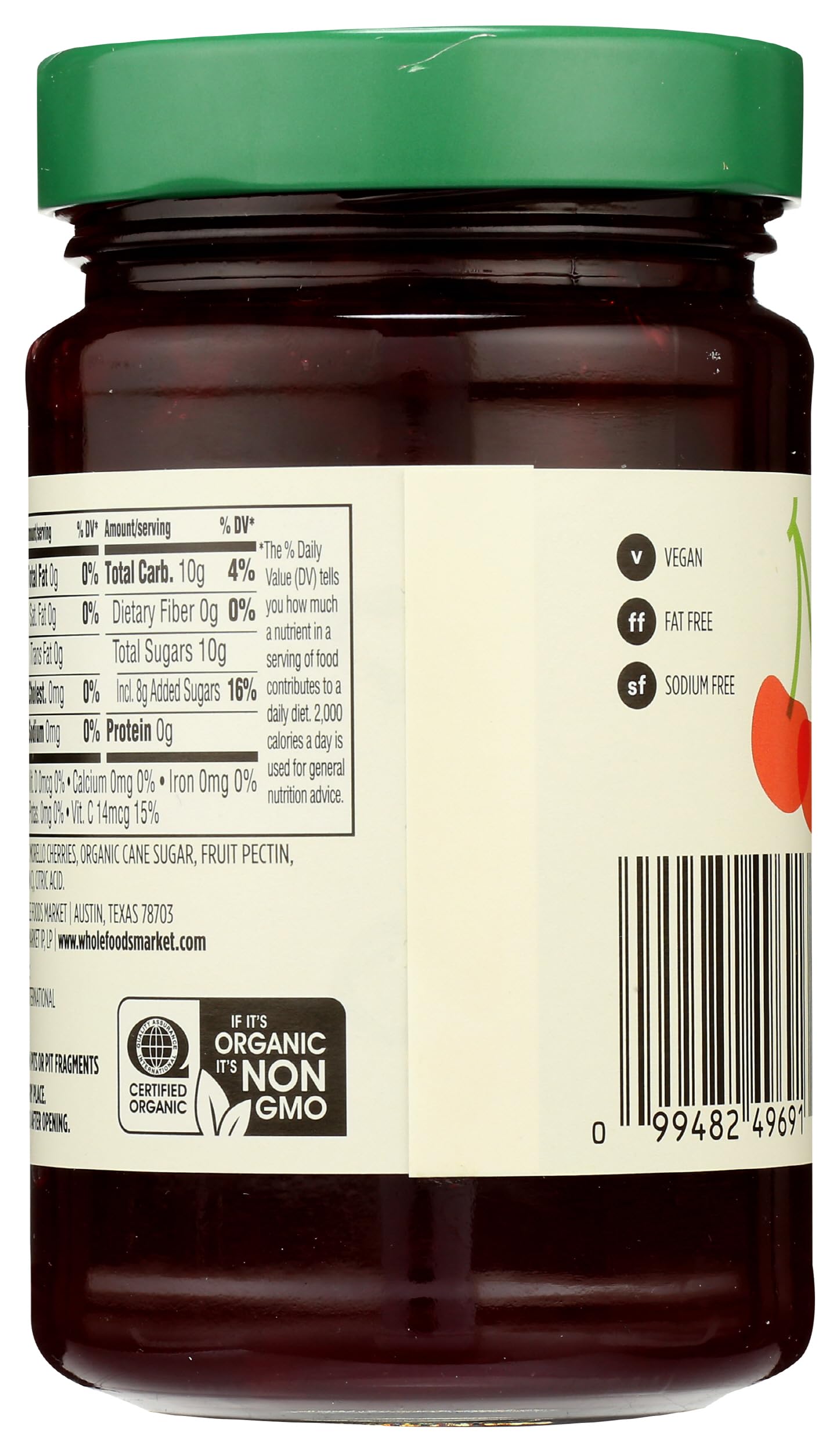 Organic Cherry Fruit Spread 17 Oz 365 By Whole Foods Market