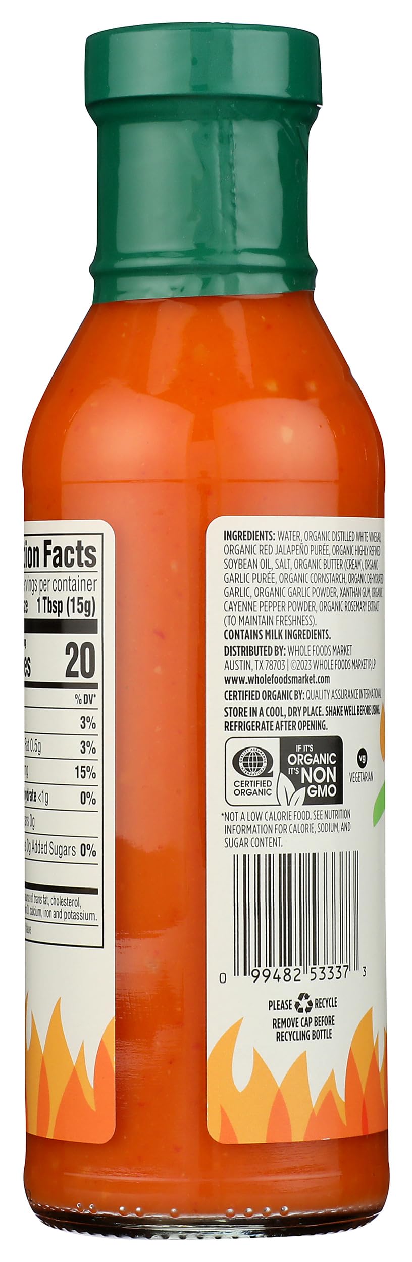 Organic Garlic Mild Buffalo Wing Sauce 12.5 Fl Oz 365 By Whole Foods Market