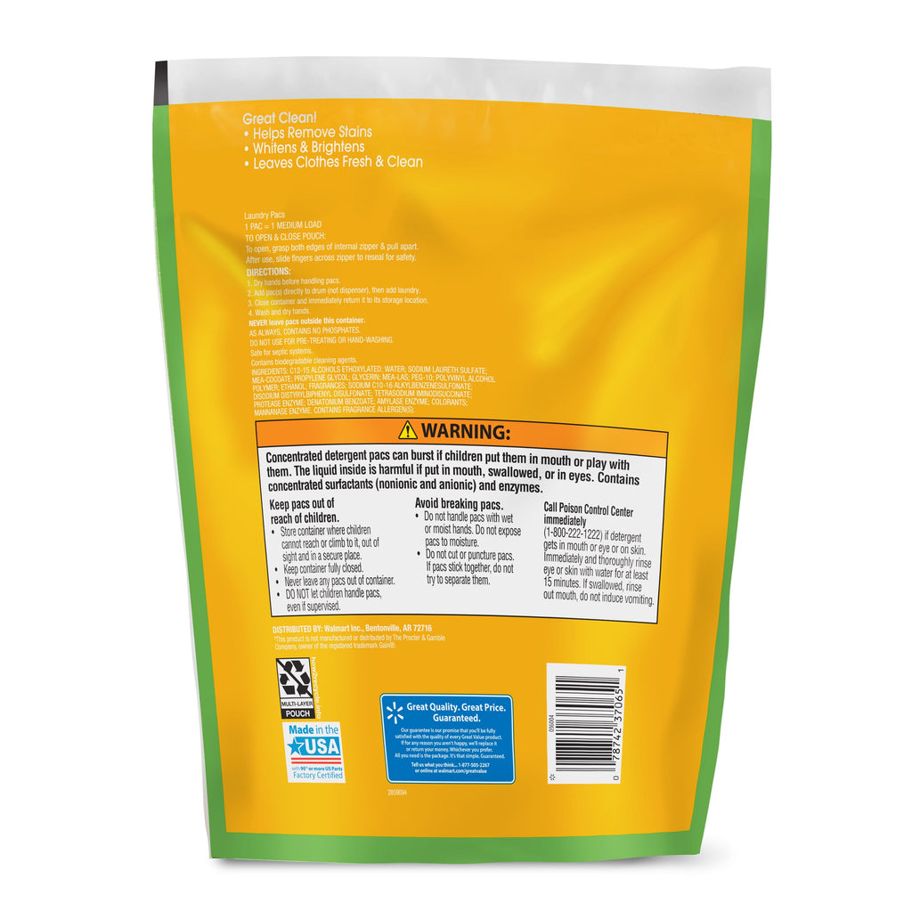 Great Value Ultimate Fresh Laundry Pacs Original Clean 60 Count