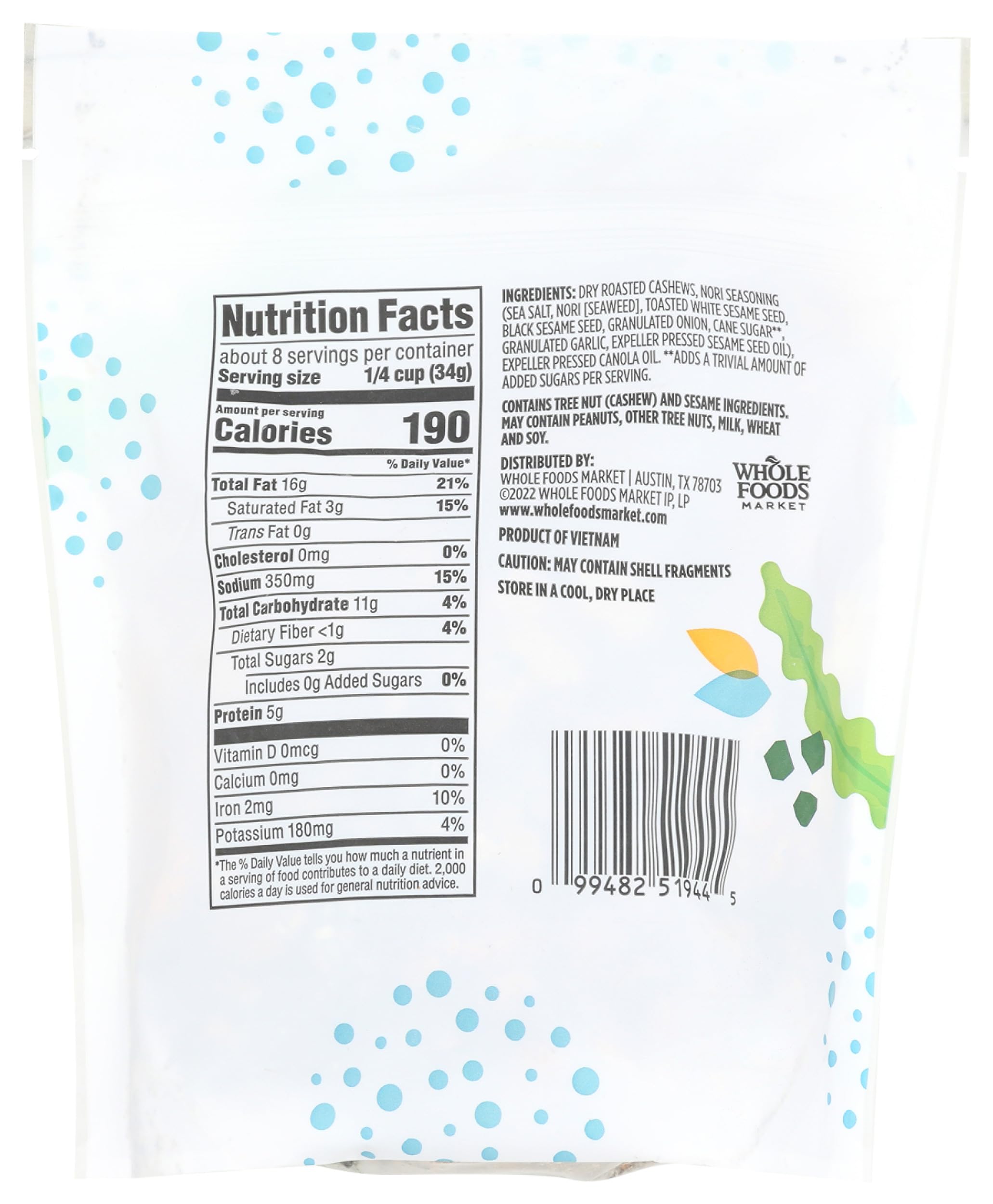 Cashews Seaweed Seasoned 10 Oz 365 By Whole Foods Market