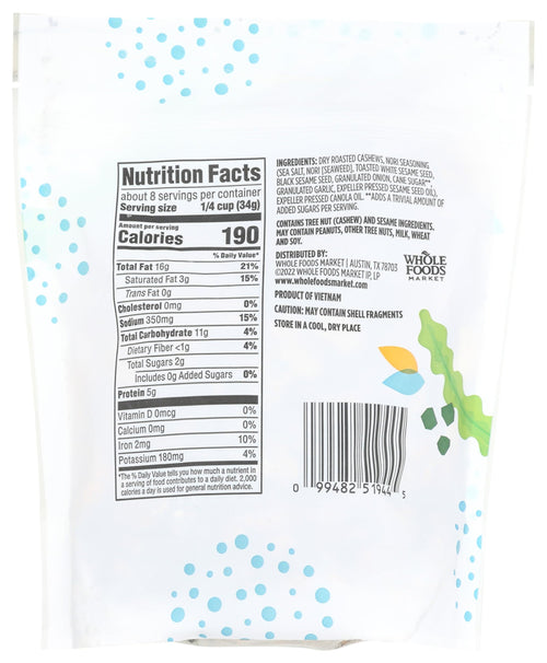 Cashews Seaweed Seasoned 10 Oz 365 By Whole Foods Market