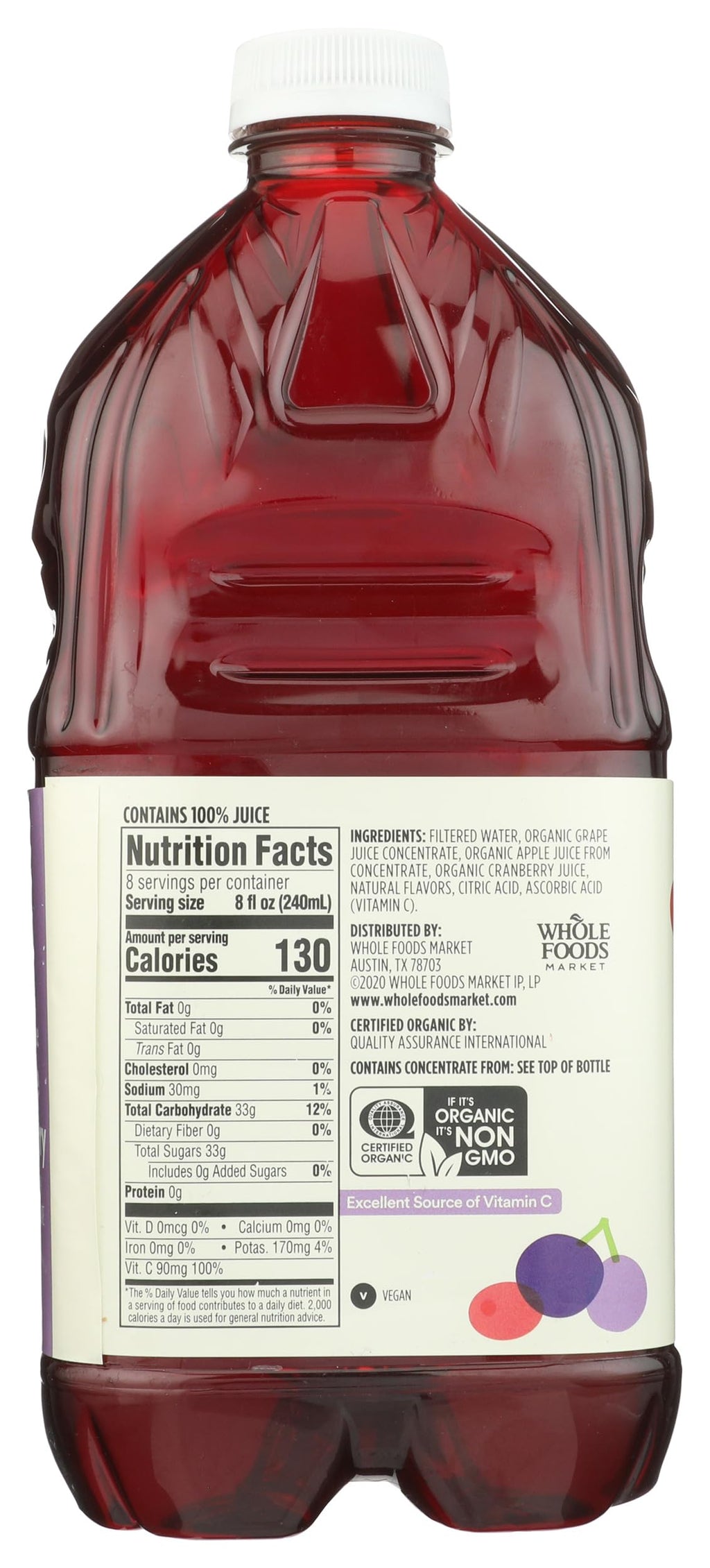 Organic Grape Cranberry Juice Blend 64 Fl Oz 365 By Whole Foods Market