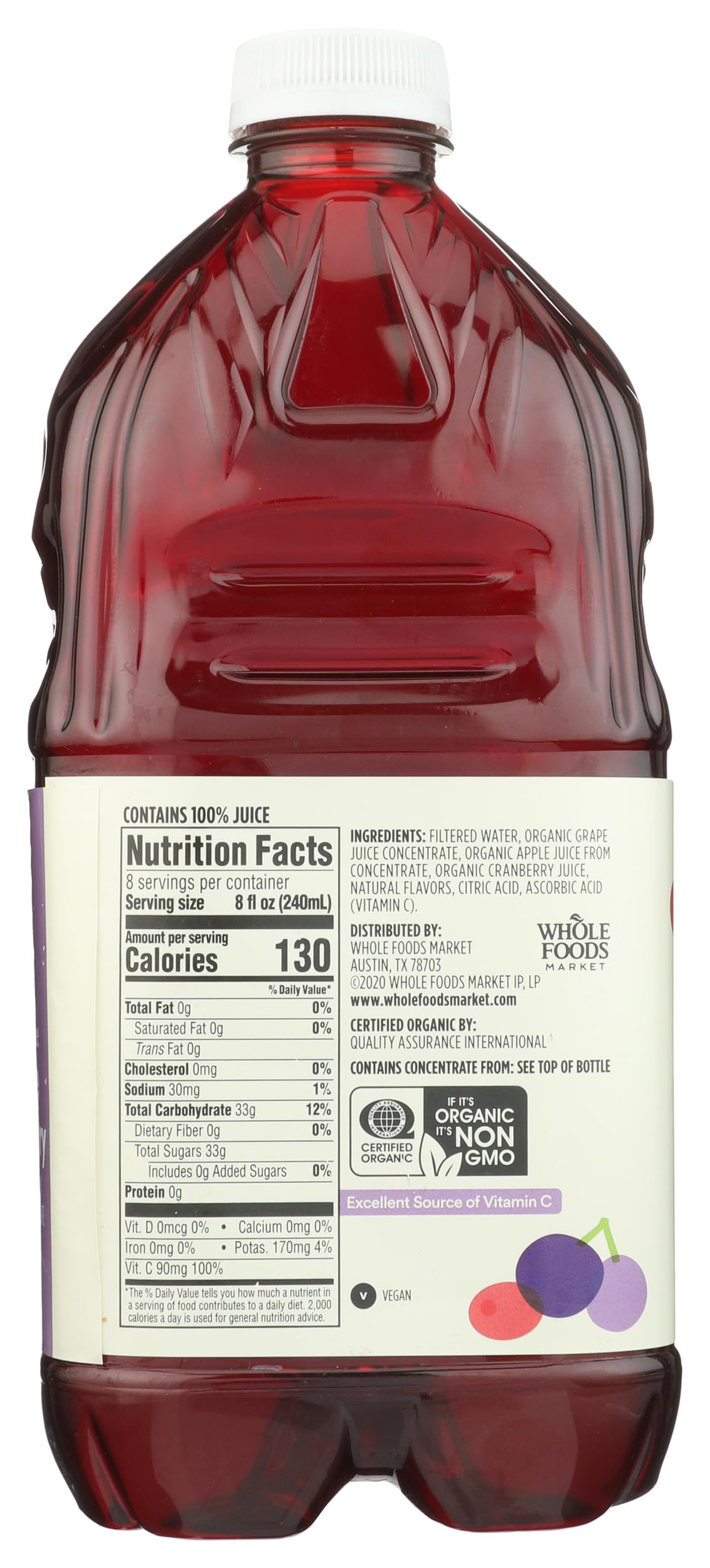Organic Grape Cranberry Juice Blend 64 Fl Oz 365 By Whole Foods Market