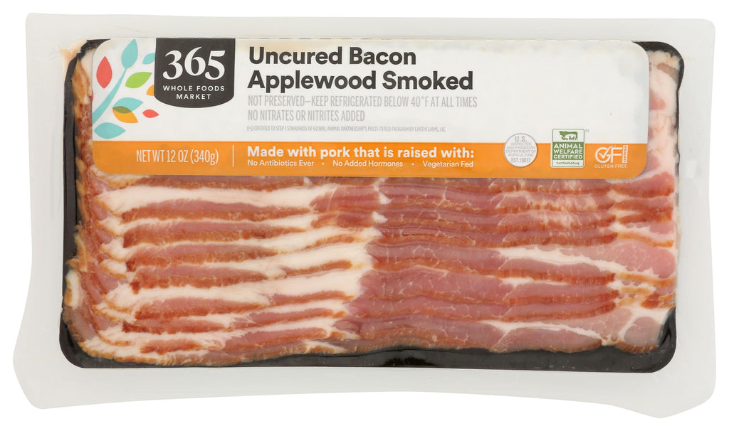 Uncured Applewood Smoked Bacon 12 Oz 365 By Whole Foods Market