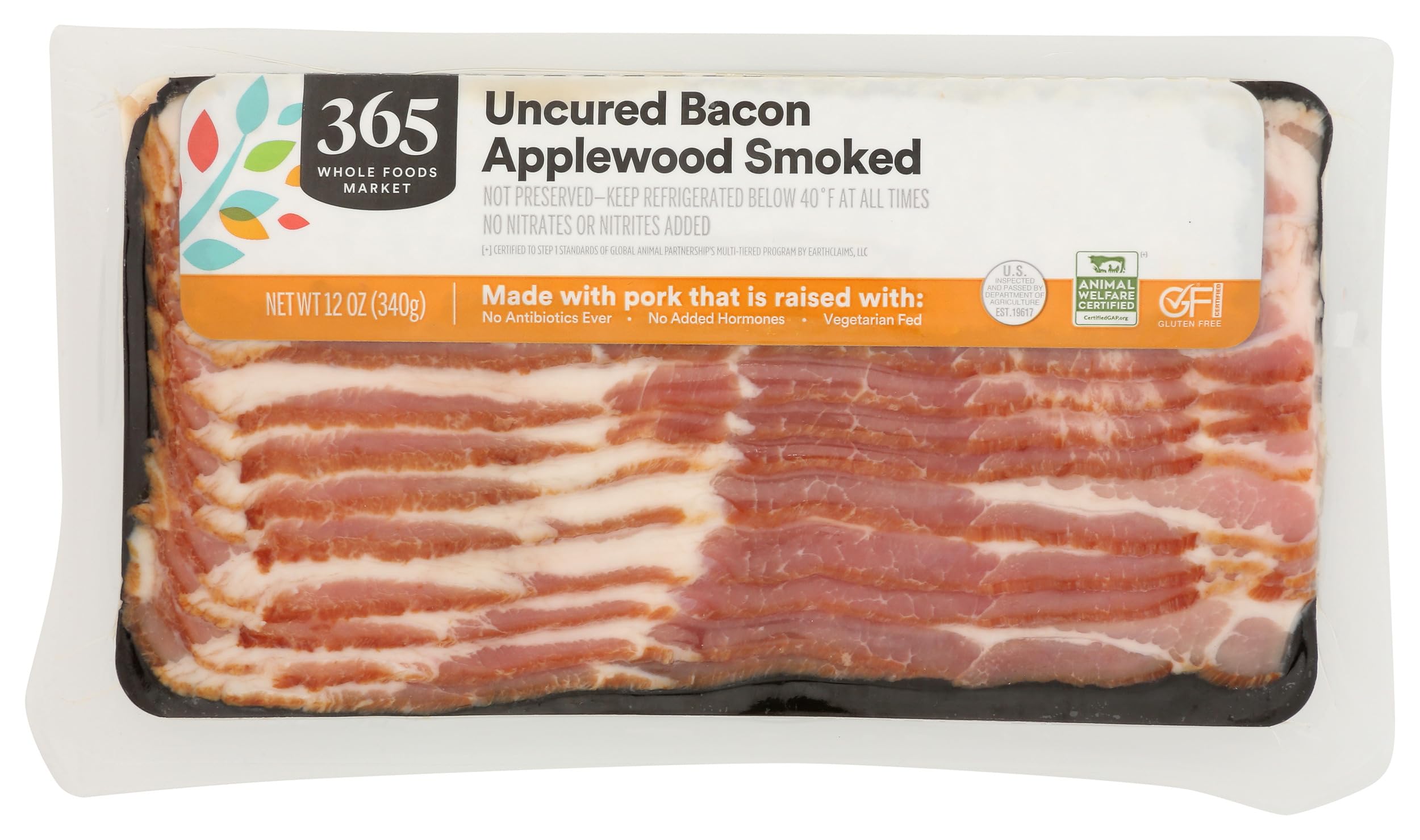 Uncured Applewood Smoked Bacon 12 Oz 365 By Whole Foods Market