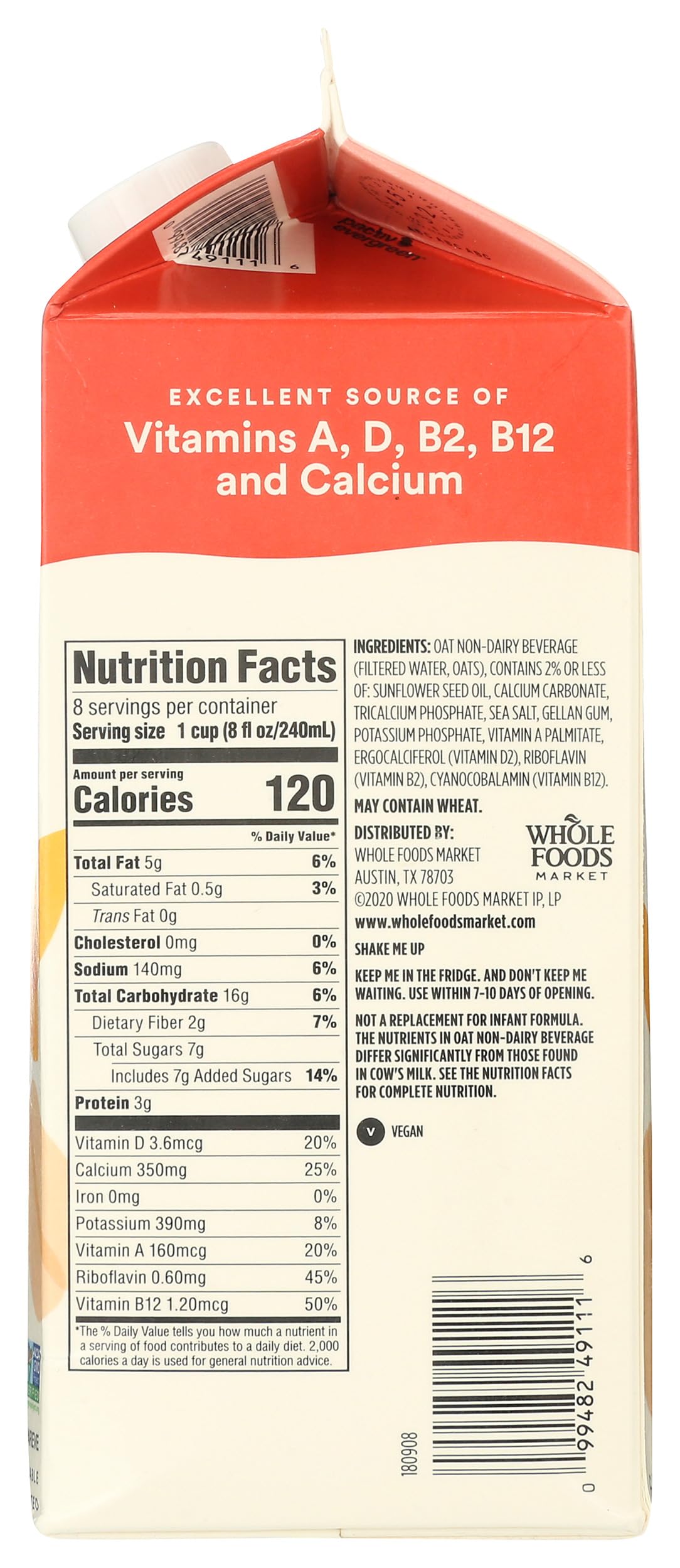 Original Oatmilk 64 Fl Oz 365 By Whole Foods Market
