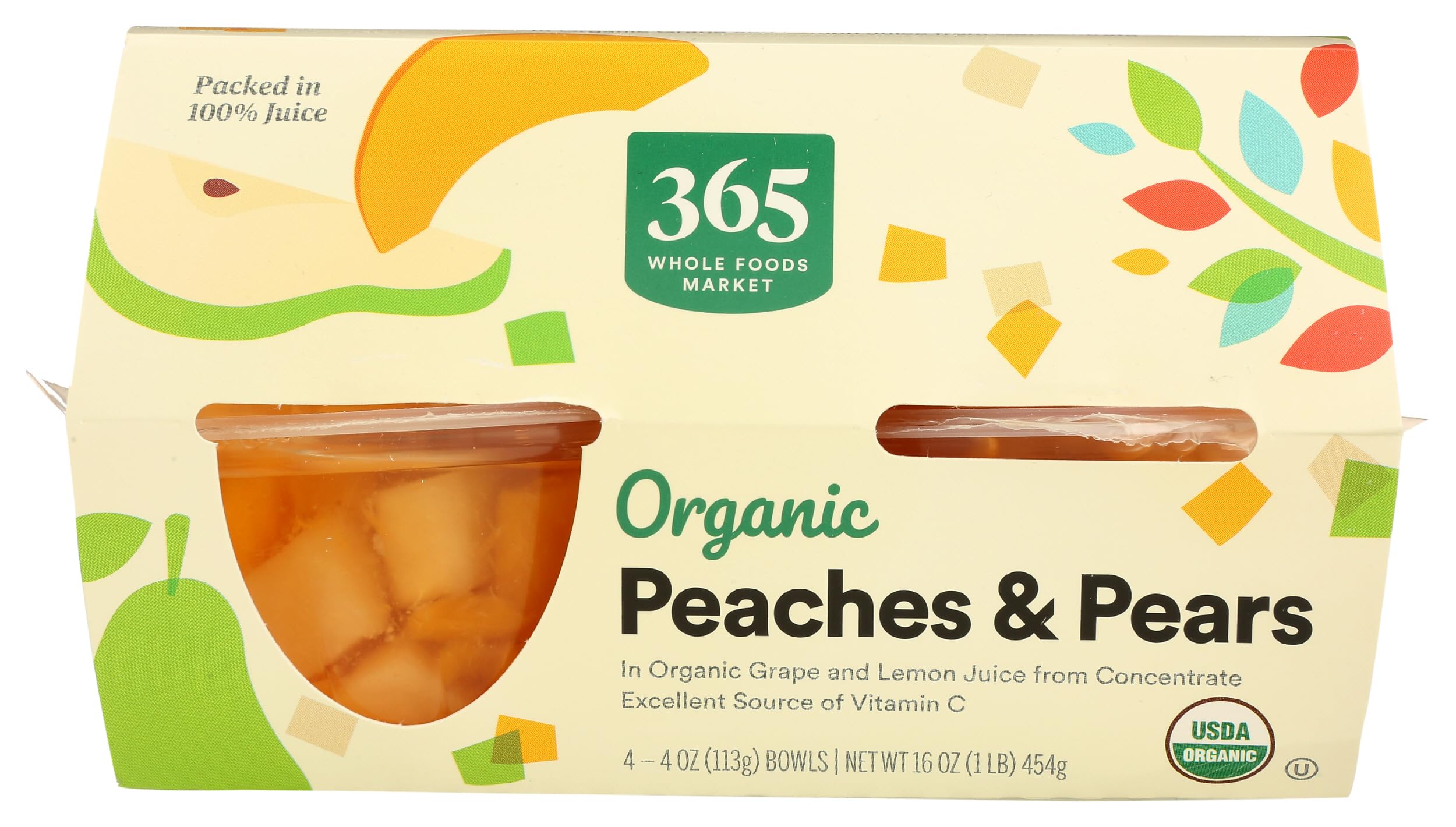 Organic Peaches And Pears Snack Cups 16 Oz 365 By Whole Foods Market