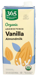 Organic Unsweetened Vanilla Almond Milk 32 Fl Oz 365 By Whole Foods Market