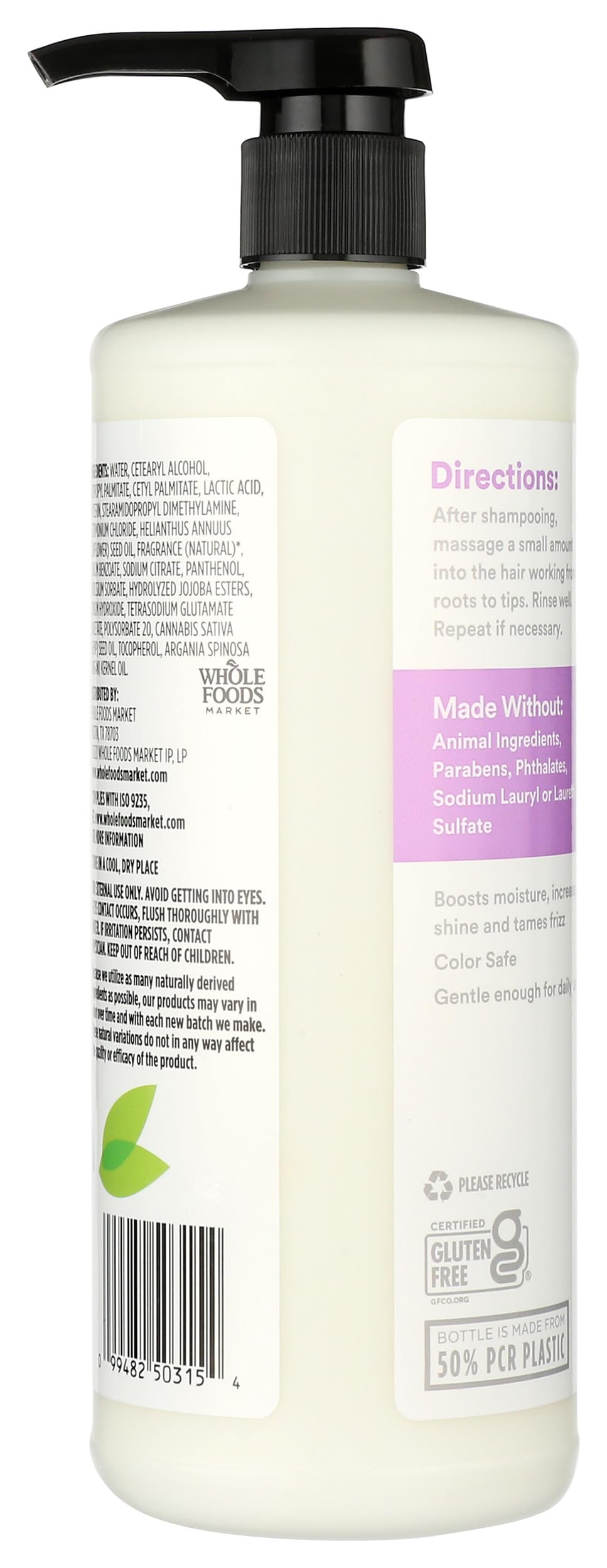 Moisture & Shine Conditioner Hemp Seed Argan Oil Lavender 32 Fl Oz 365 By Whole Foods Market
