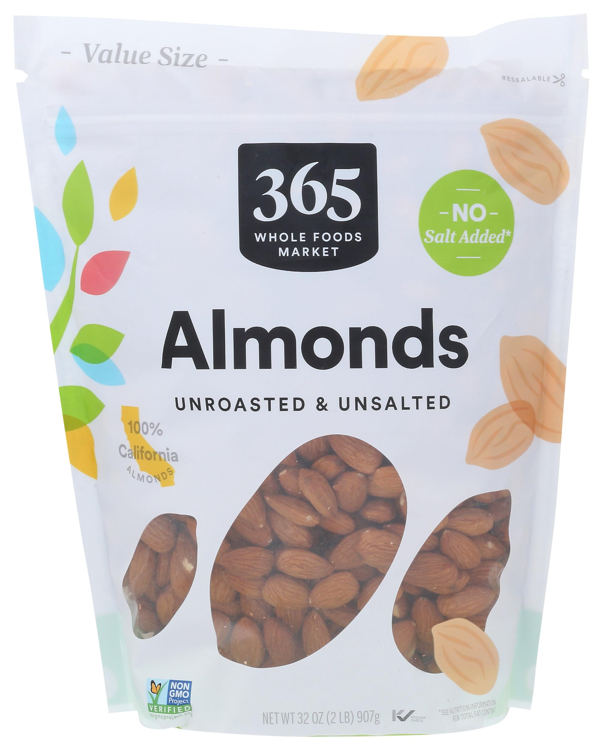 Roasted And Unsalted Almonds 16 Oz 1 Count 365 By Whole Foods Market