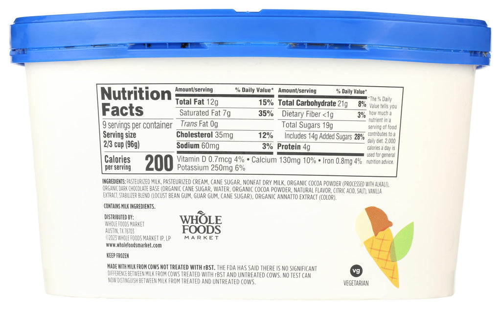 Half Vanilla Half Chocolate Ice Cream 1.5 QT 365 By Whole Foods Market