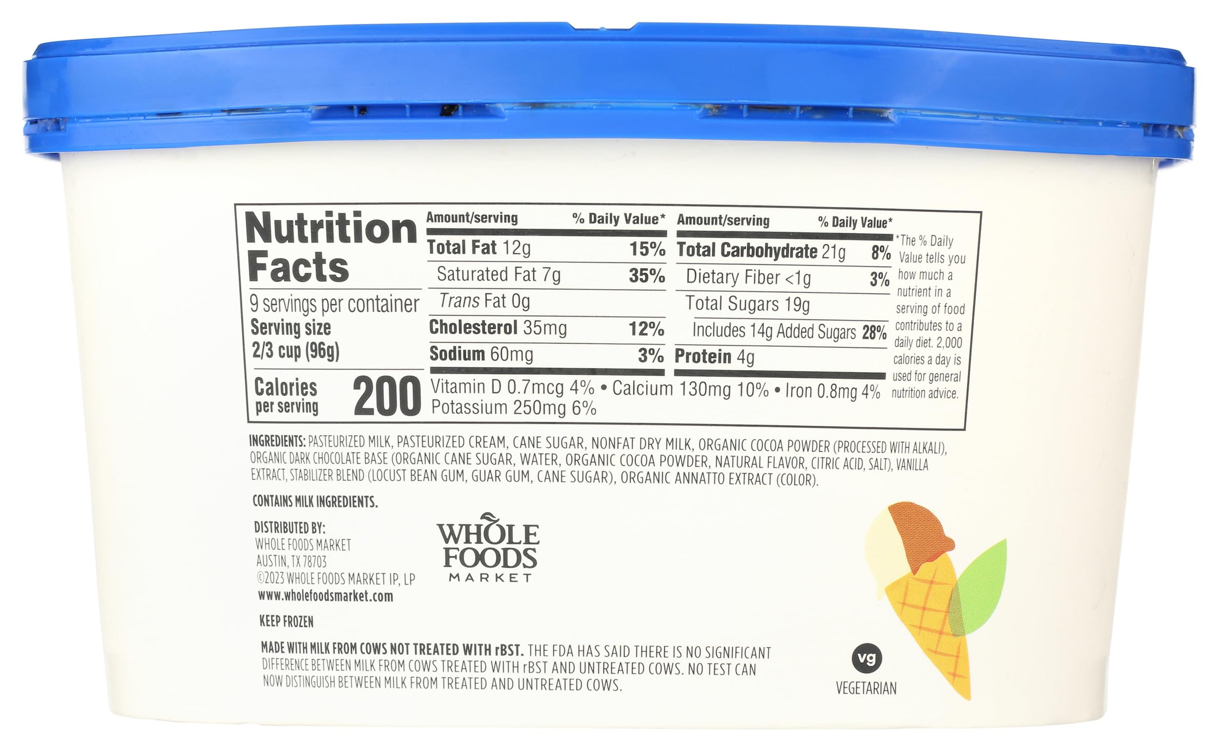 Half Vanilla Half Chocolate Ice Cream 1.5 QT 365 By Whole Foods Market