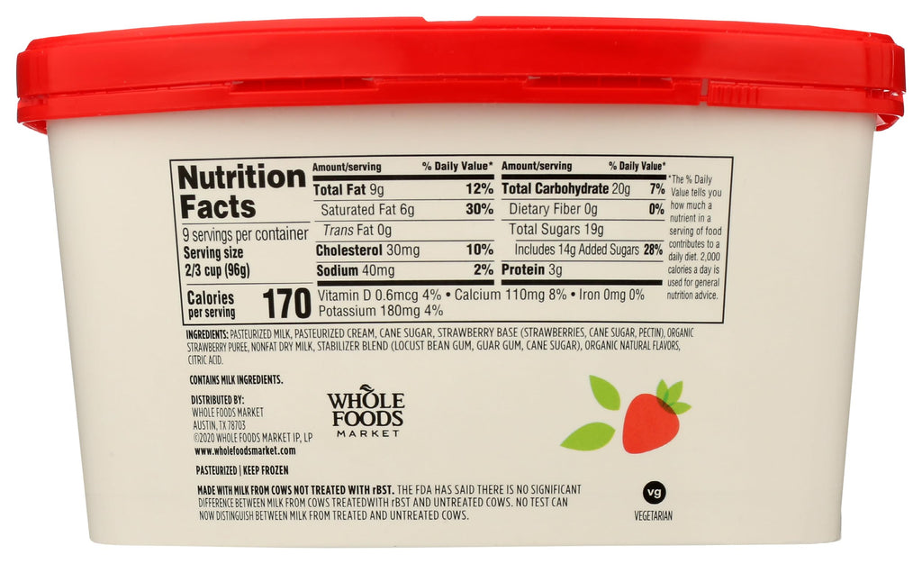 Strawberry Ice Cream 1.5 QT 365 By Whole Foods Market