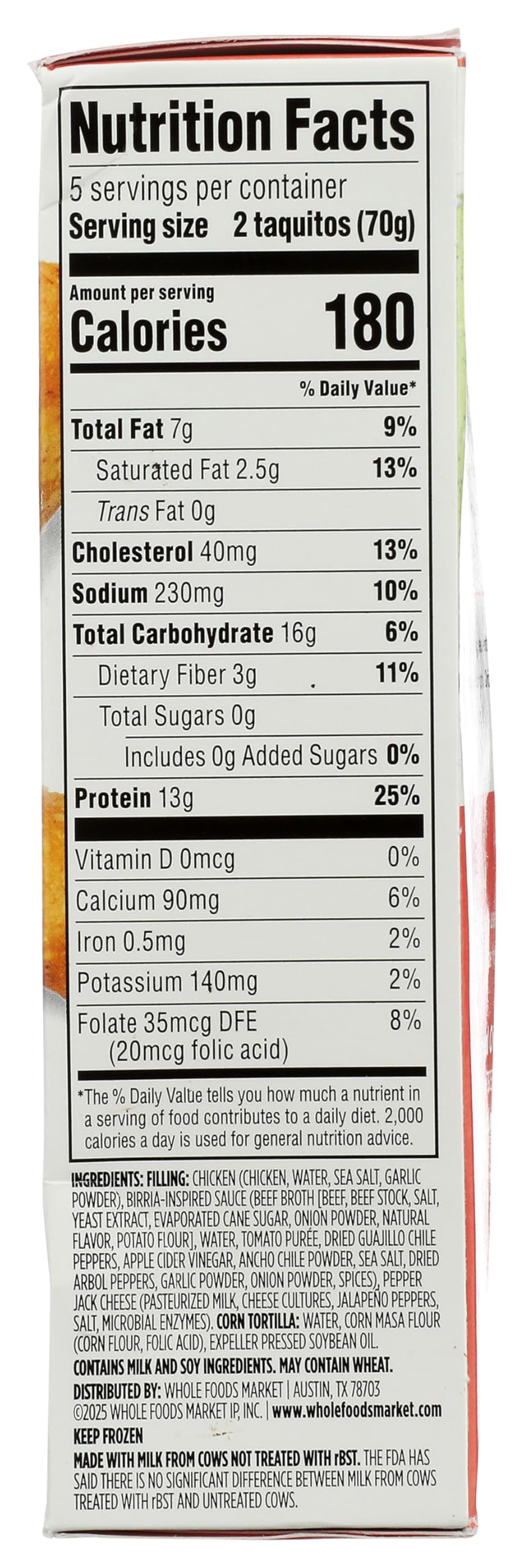 Spicy Chicken Taquito 12.5 Oz 1 Count 365 By Whole Foods Market