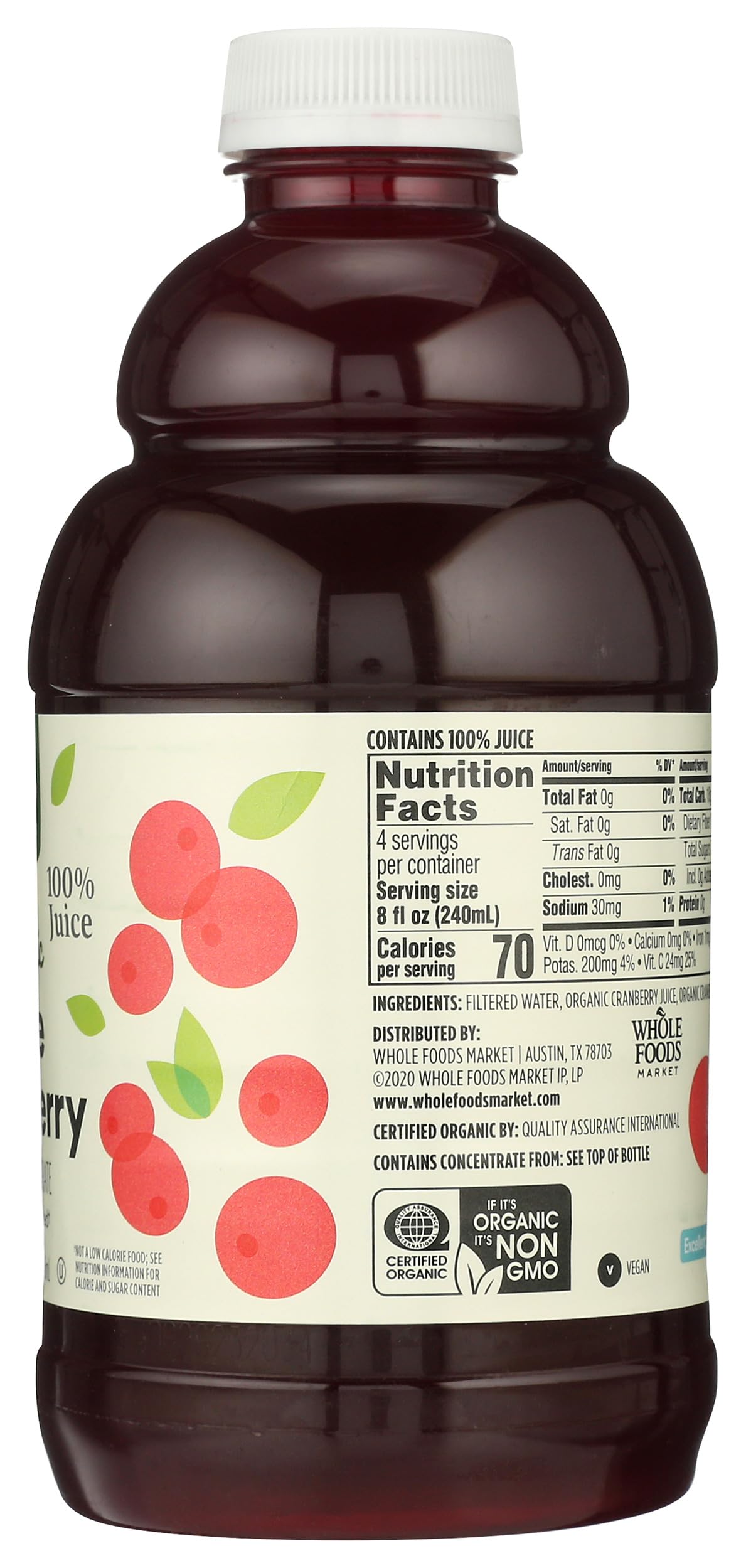 Organic Pure Cranberry Juice 32 Fl Oz 365 By Whole Foods Market