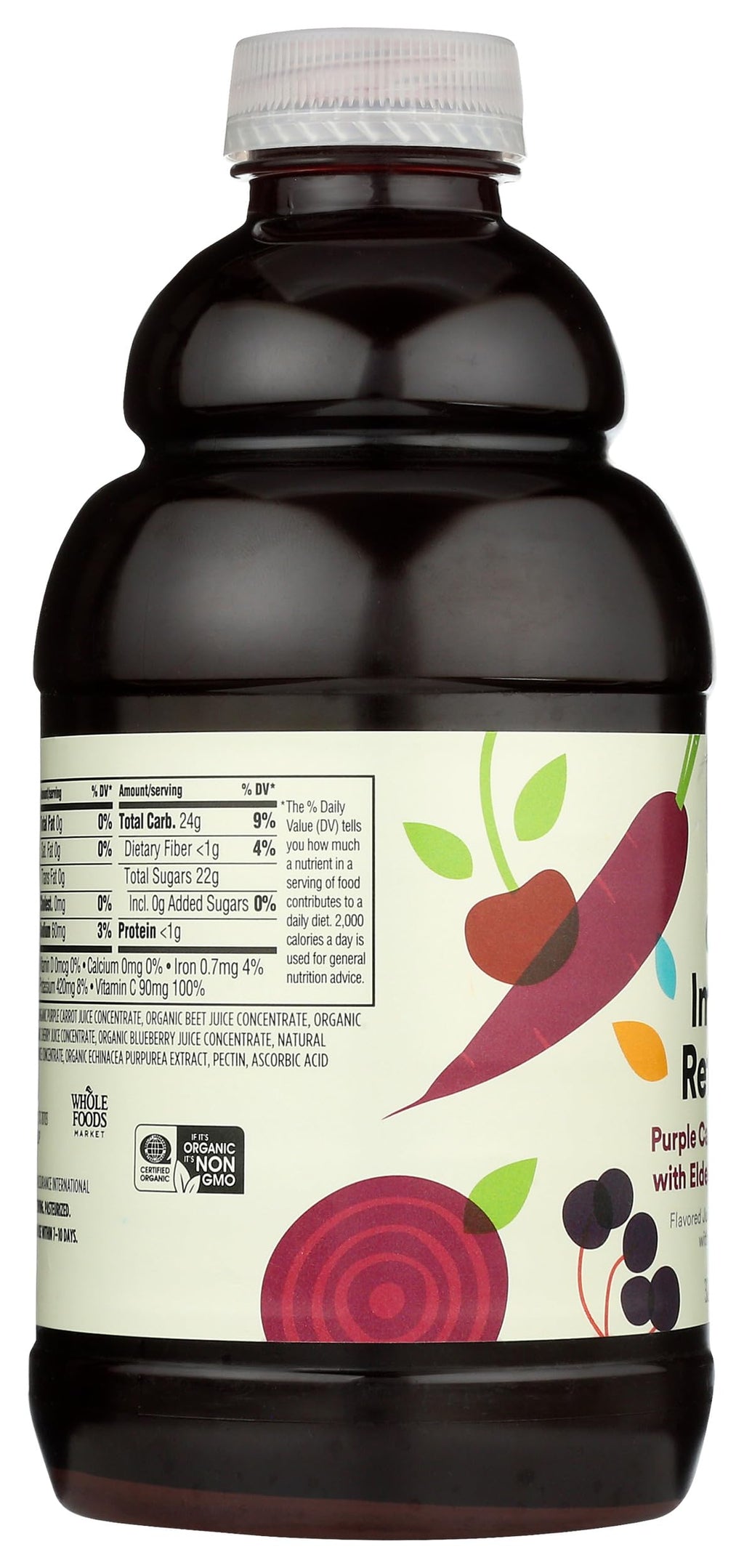 Organic Immune Refresher Purple Carrot Beet & Cherry With Elderberry & Echinacea Juice Blend 32 Fl Oz 1 Count 365 By Whole Foods Market