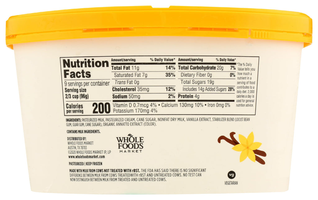 Organic Vanilla Bean Ice Cream 48 Oz 365 By Whole Foods Market