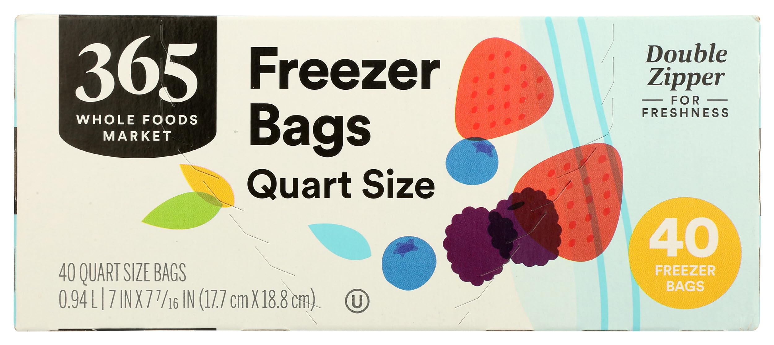 Quart Size Freezer Bags Double Zipper 40 Count 365 By Whole Foods Market