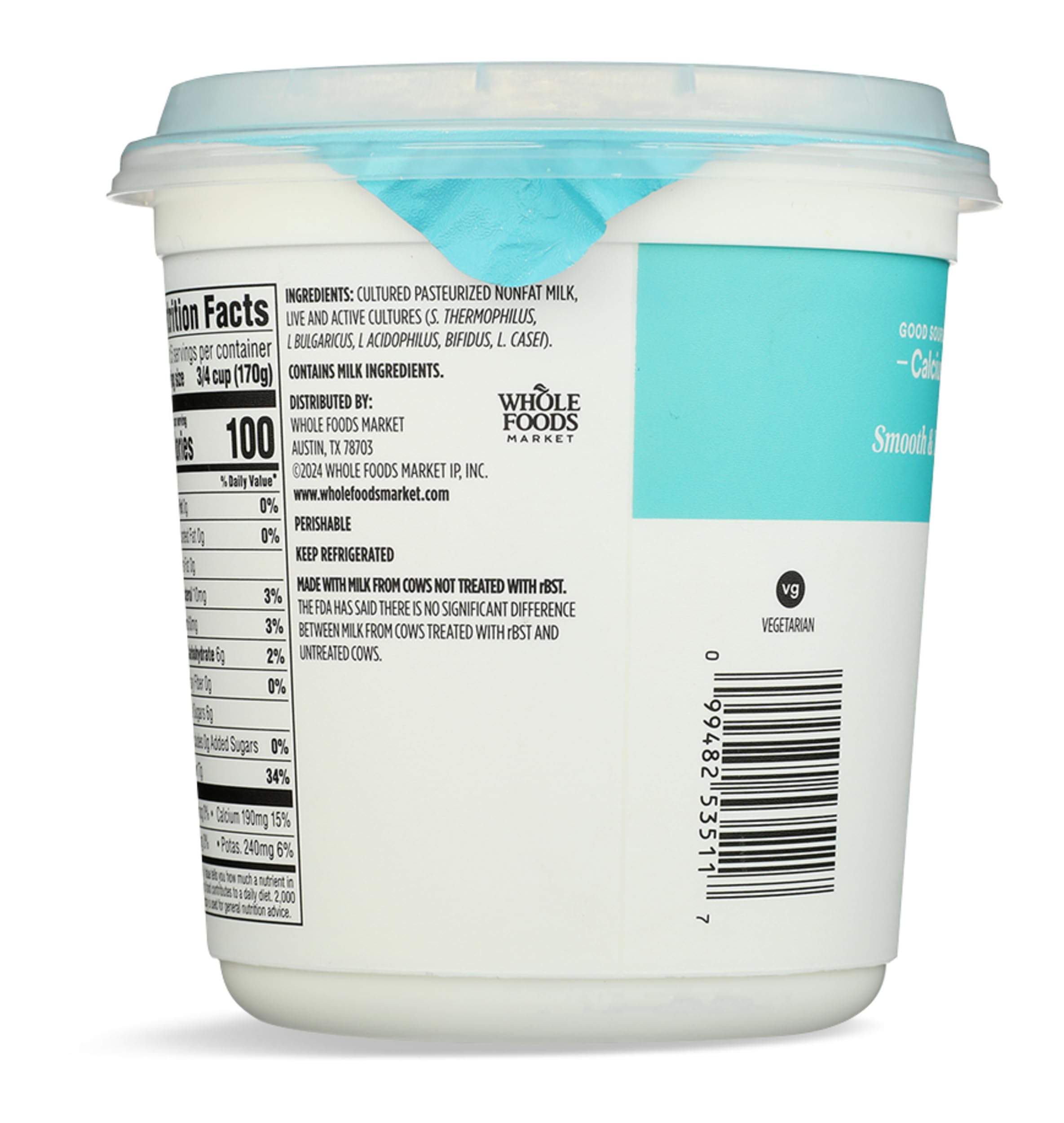 Plain Nonfat Greek Yogurt 32 Oz 1 Count 365 By Whole Foods Market