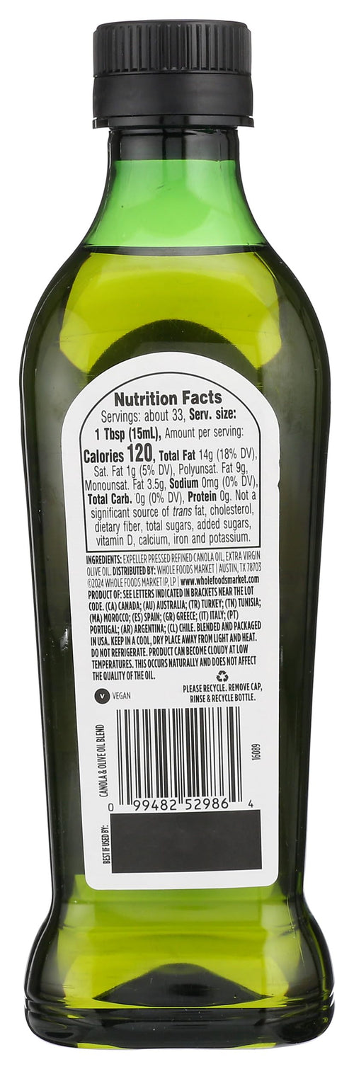 Canola And Extra Virgin Olive Oil Blend 16.9 Fl Oz 365 By Whole Foods Market