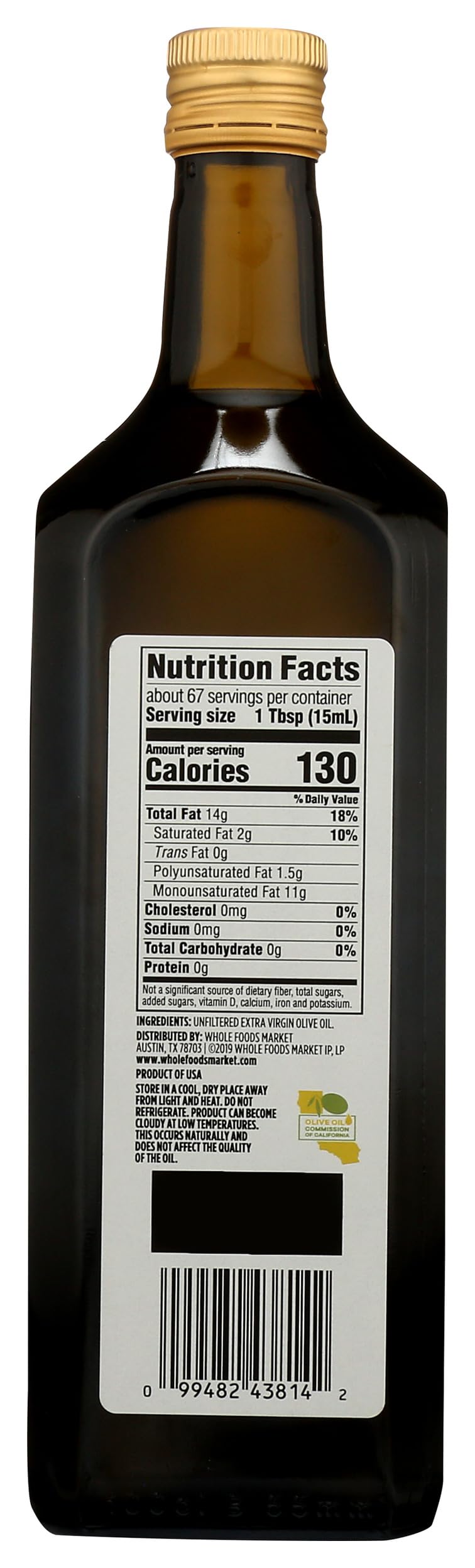 Unfiltered Extra Virgin California Olive Oil 33.8 Fl Oz 365 By Whole Foods Market