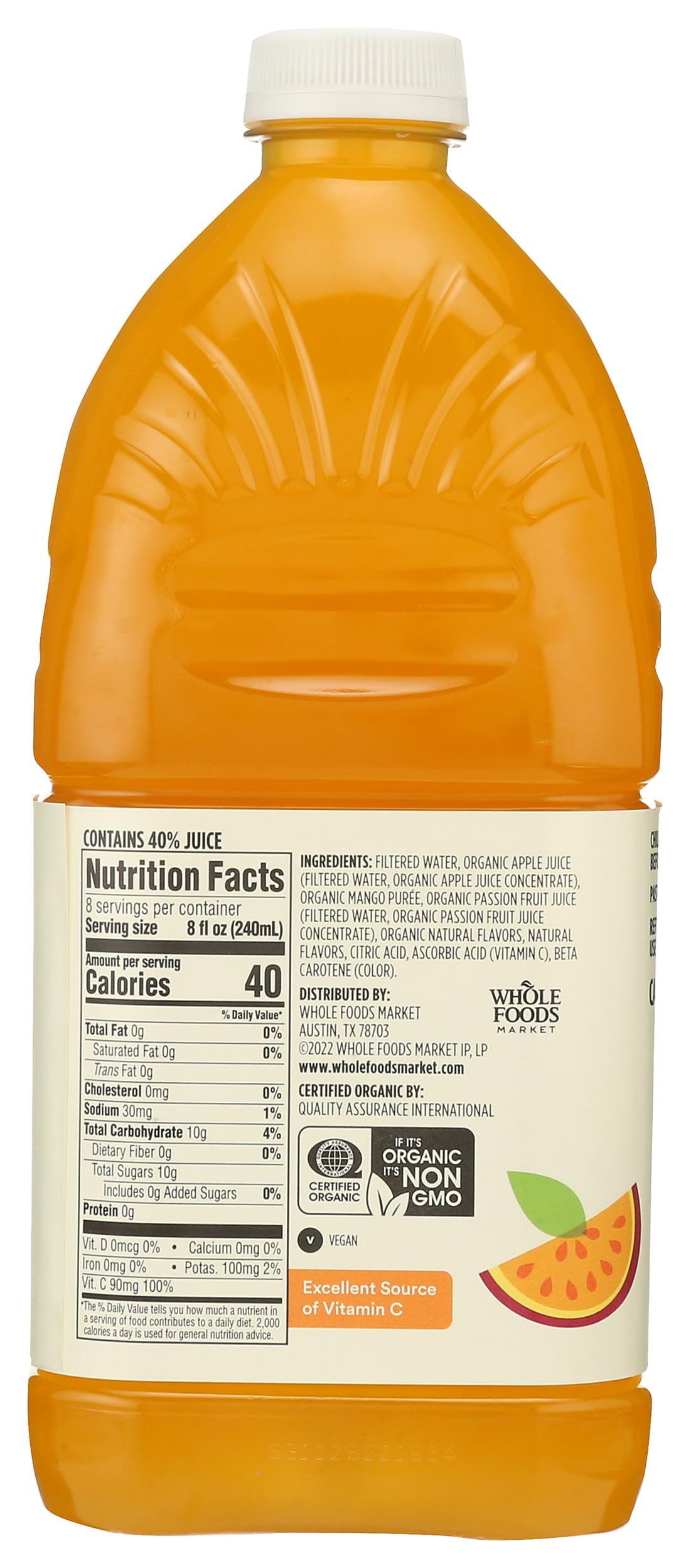 Organic Reduced Sugar Mango Passionfruit Juice 64 Fl Oz 365 By Whole Foods Market