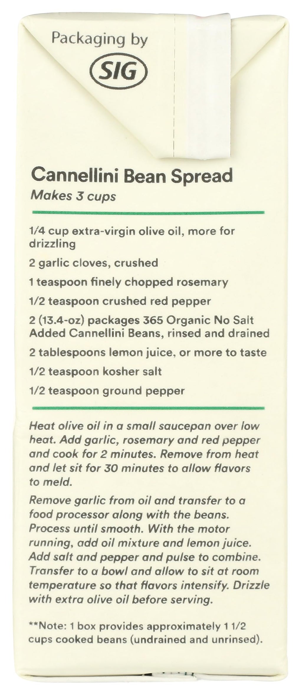 Organic Unsalted Cannellini Beans 13.4 Oz 365 By Whole Foods Market