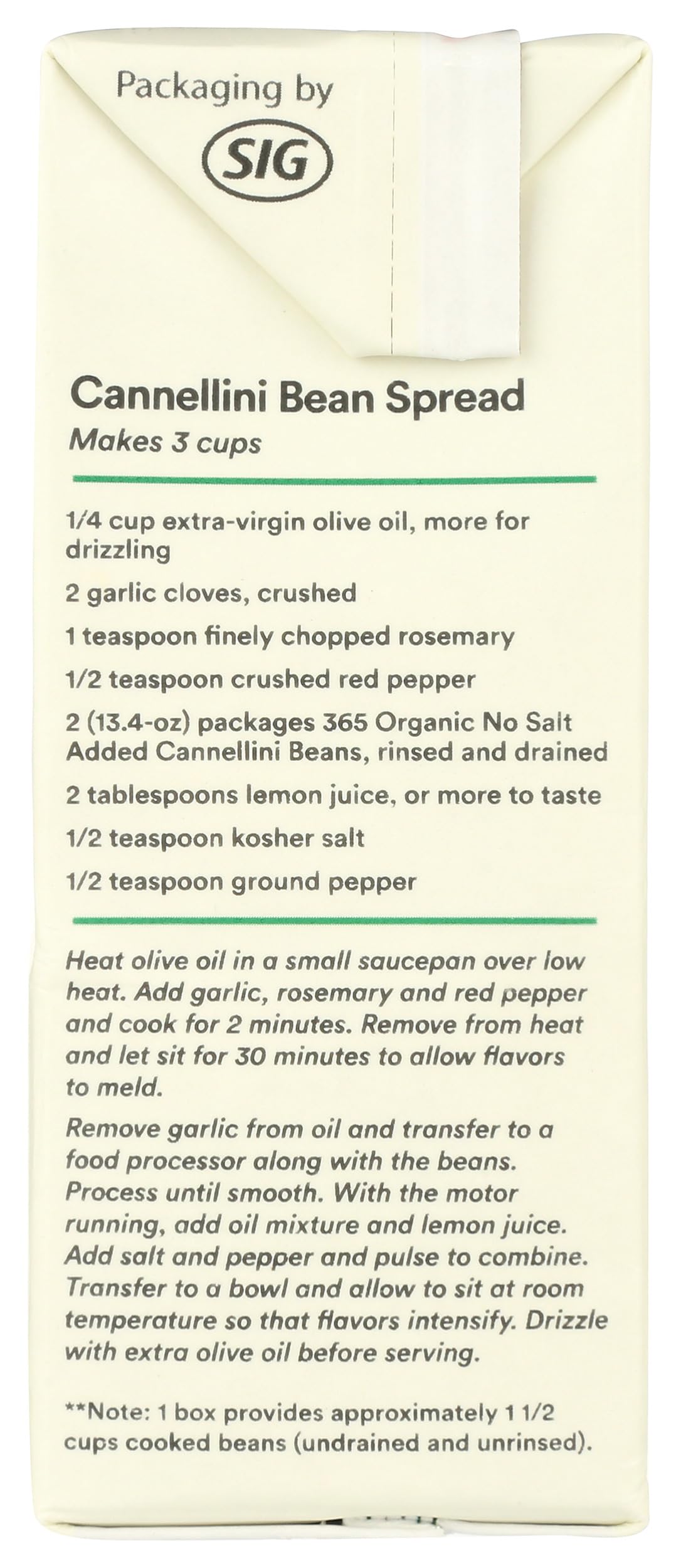 Organic Unsalted Cannellini Beans 13.4 Oz 365 By Whole Foods Market