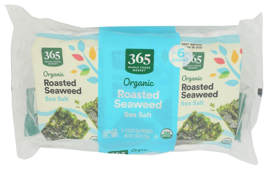 Organic Sea Salt Roasted Seaweed 6 Count 1.06 Oz 365 By Whole Foods Market