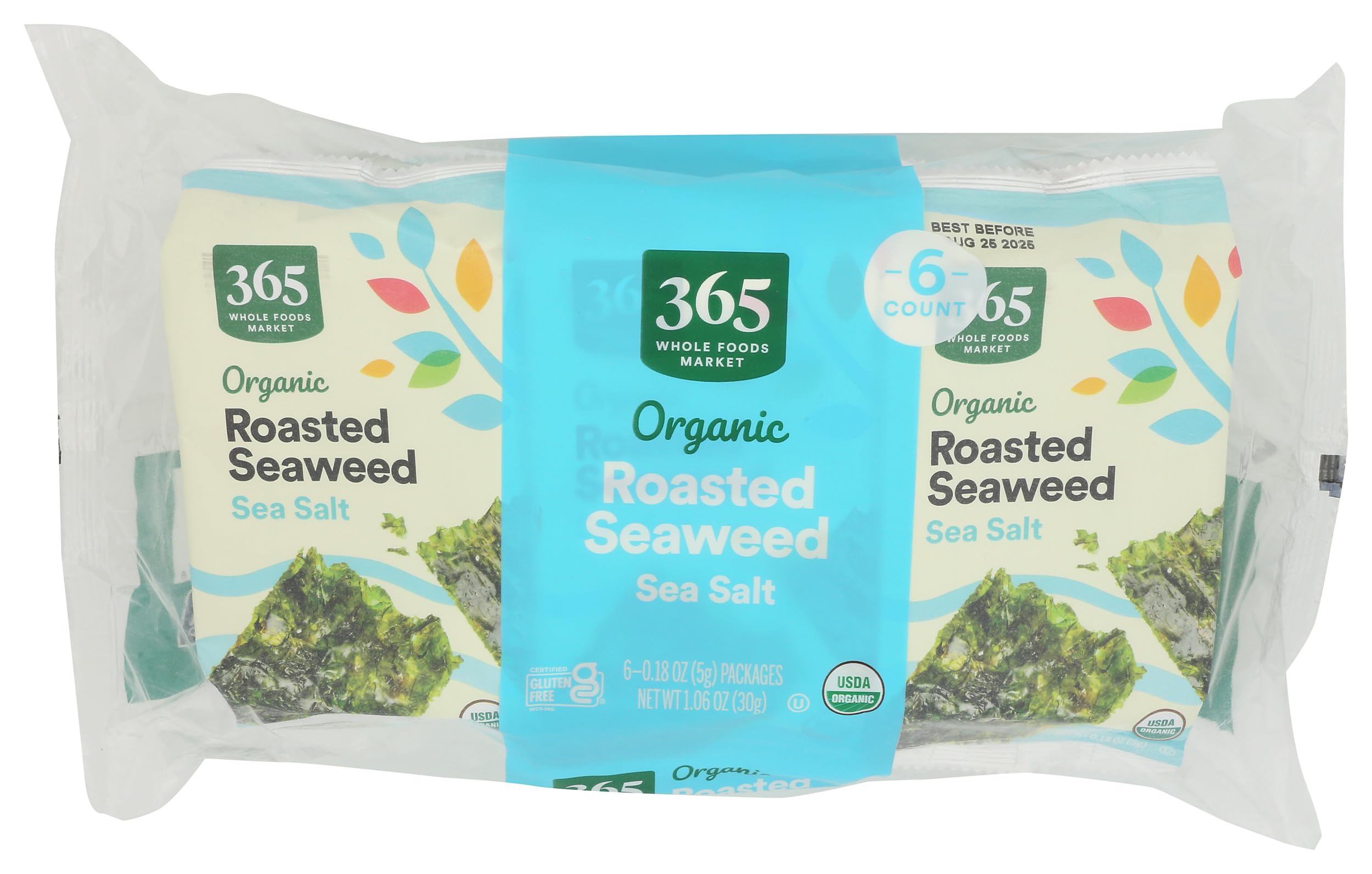 Organic Sea Salt Roasted Seaweed 6 Count 1.06 Oz 365 By Whole Foods Market