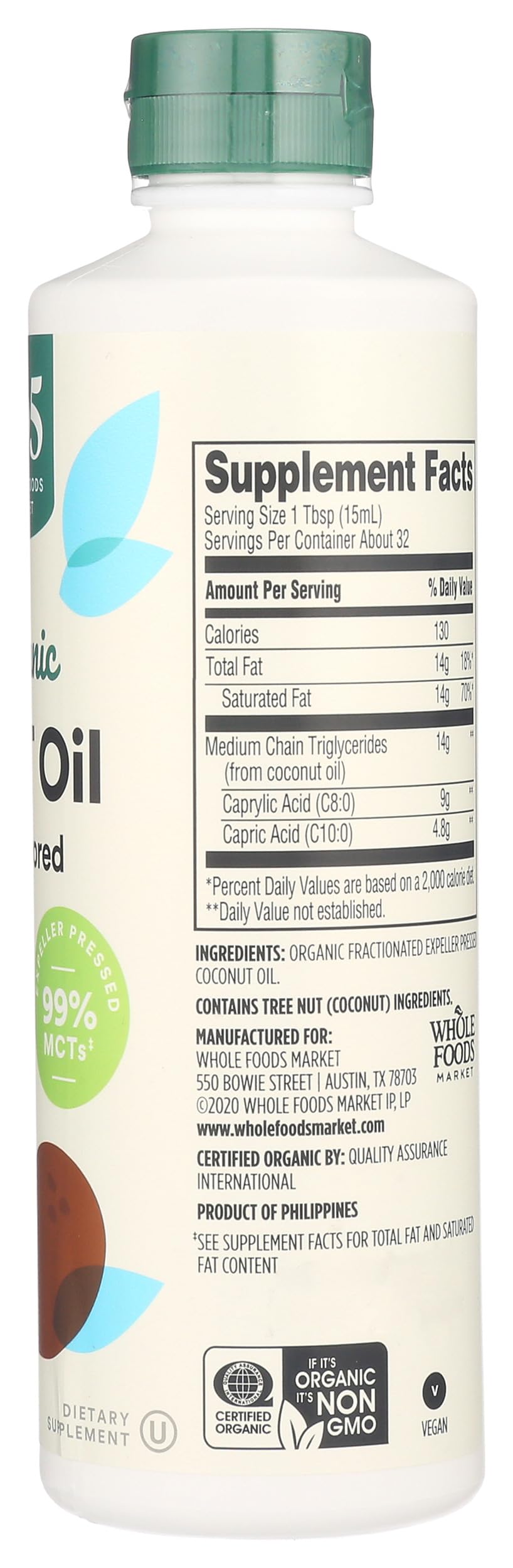 Organic MCT Oil Unflavored 16 Fl Oz 365 By Whole Foods Market