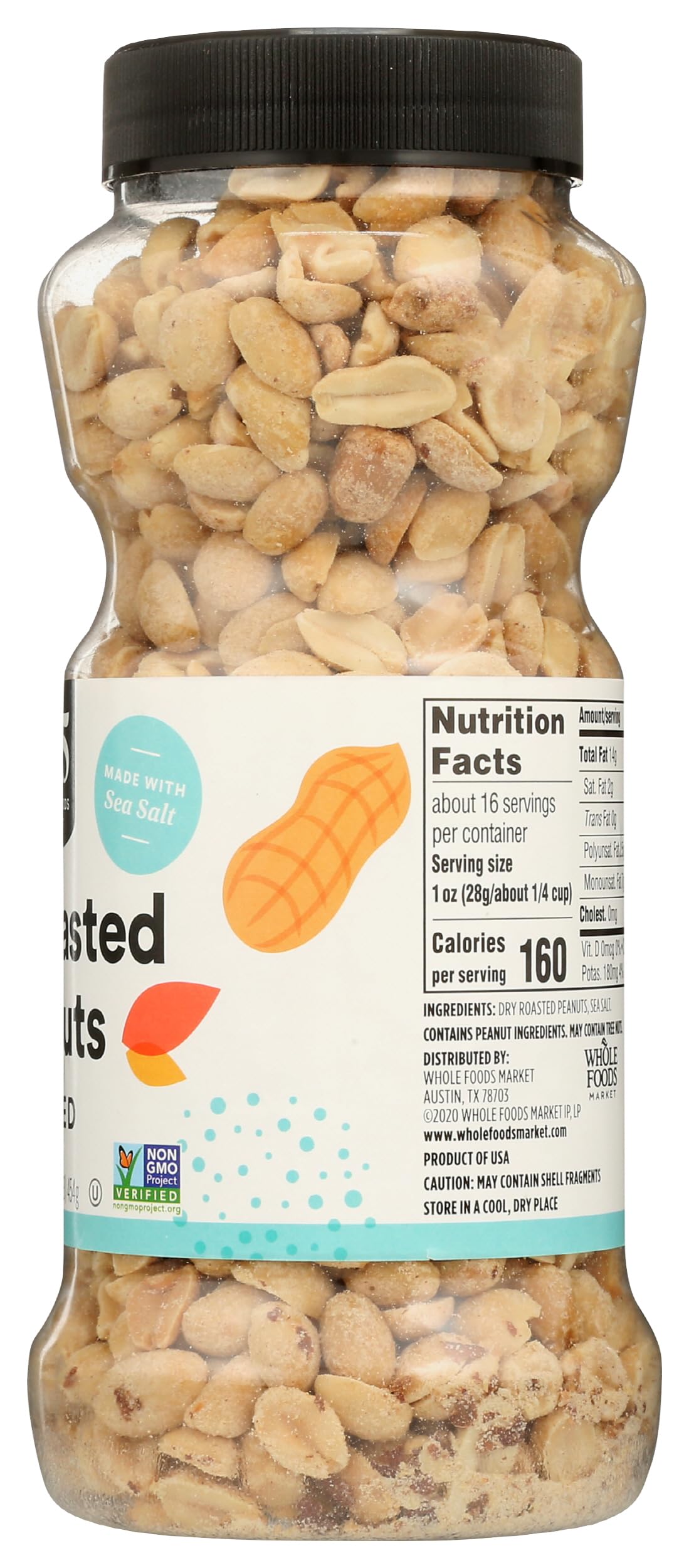 Dry Roasted & Salted Peanuts 16 Oz 365 By Whole Foods Market