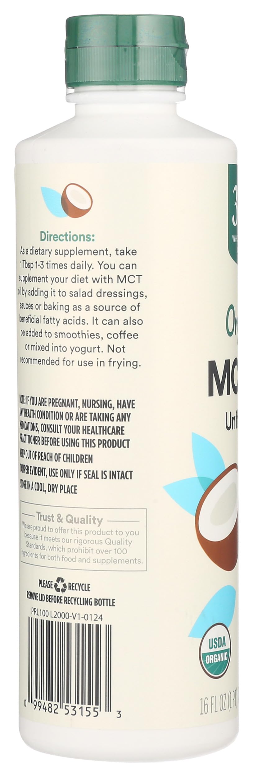 Organic MCT Oil Unflavored 16 Fl Oz 365 By Whole Foods Market