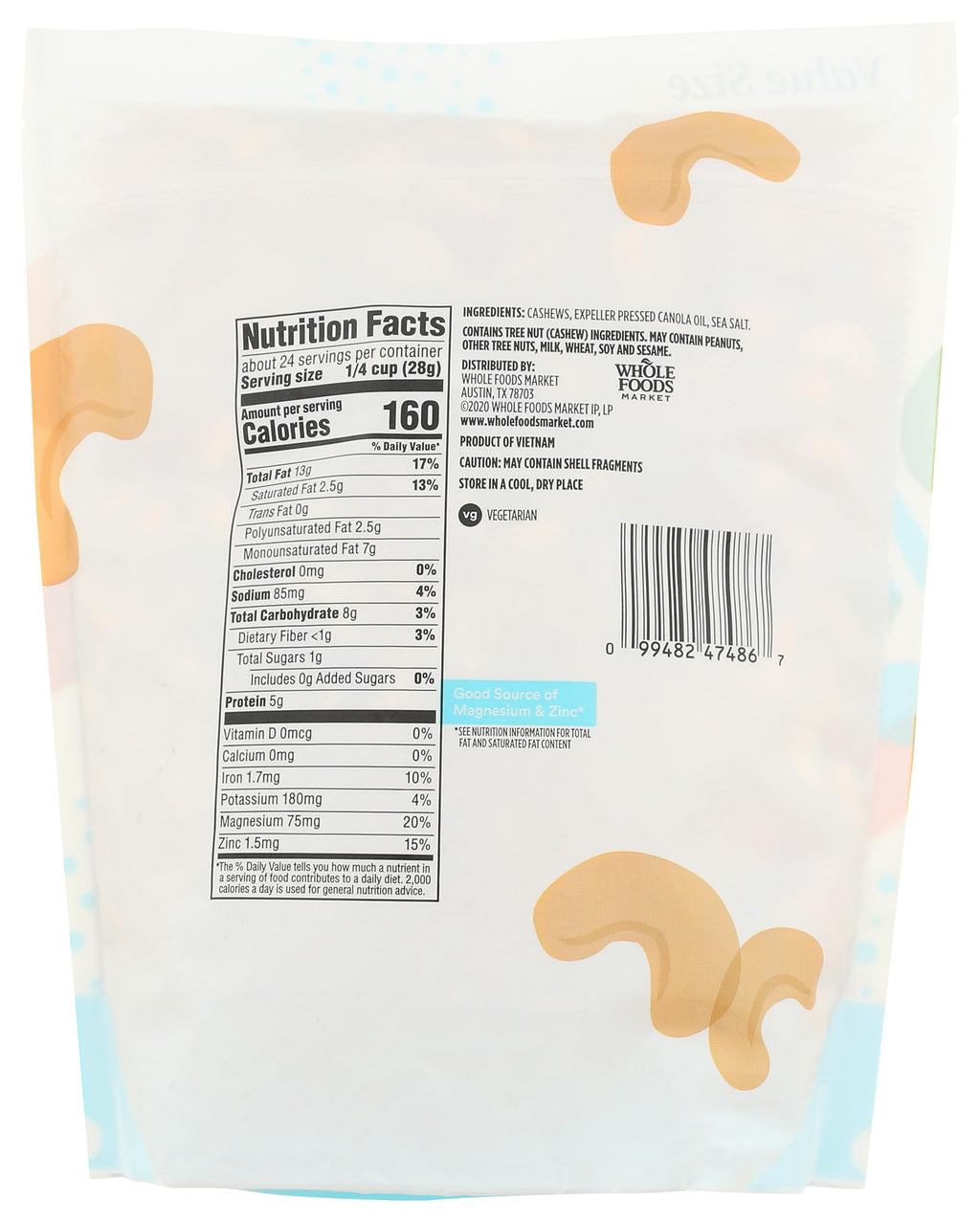 Roasted & Salted Cashews 24 Oz 1 Count 365 By Whole Foods Market
